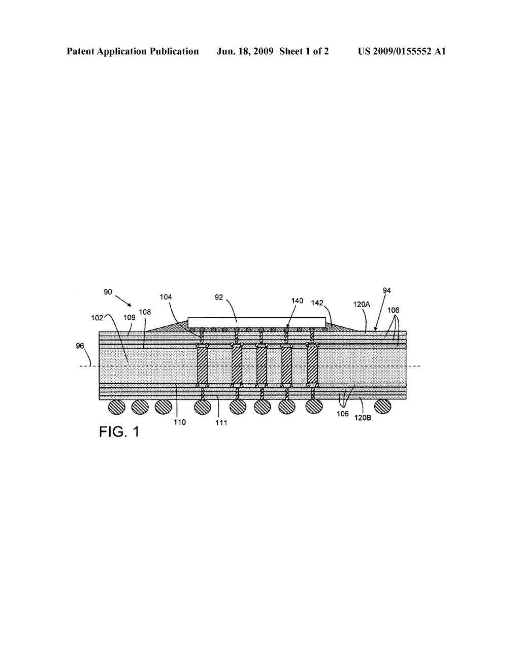 IC CHIP PACKAGE SUBSTRATE HAVING OUTERMOST GLASS FIBER REINFORCED EPOXY LAYERS AND RELATED METHOD - diagram, schematic, and image 02