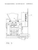 Pivoting hopper for particle blast apparatus diagram and image