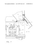 Pivoting hopper for particle blast apparatus diagram and image