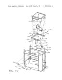 Pivoting hopper for particle blast apparatus diagram and image