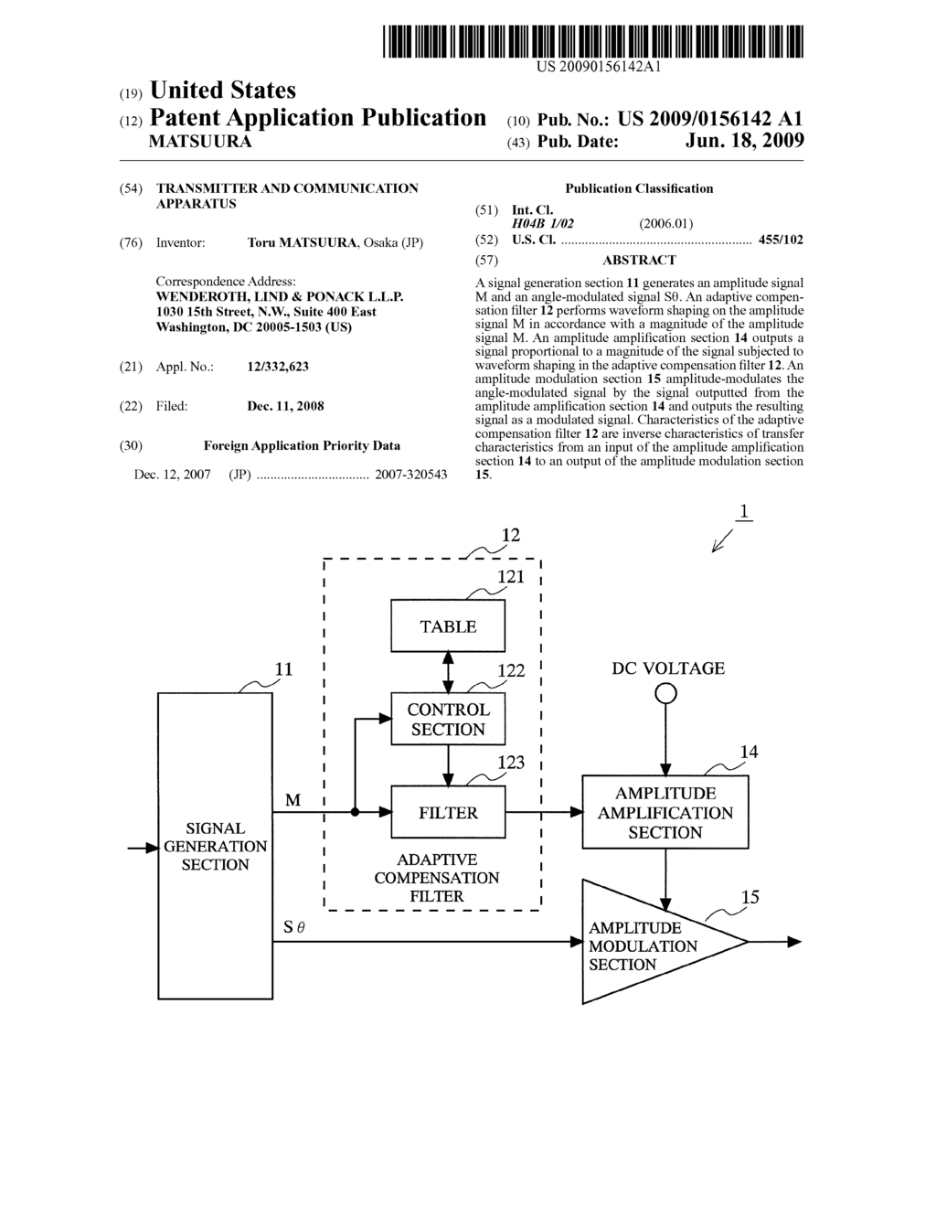 TRANSMITTER AND COMMUNICATION APPARATUS - diagram, schematic, and image 01