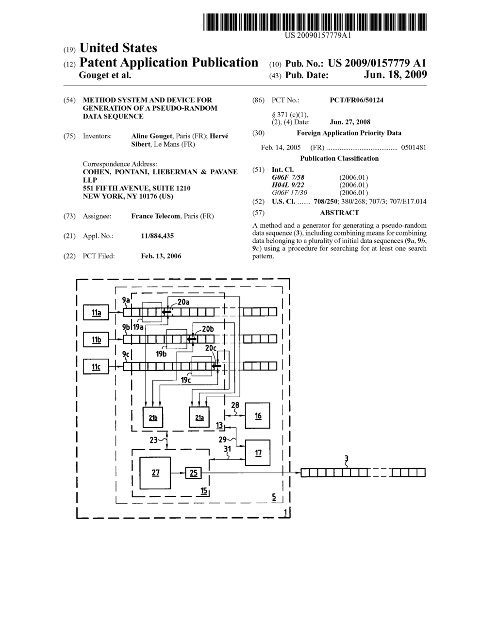 Method System and Device for Generation of a Pseudo-Random Data Sequence - diagram, schematic, and image 01