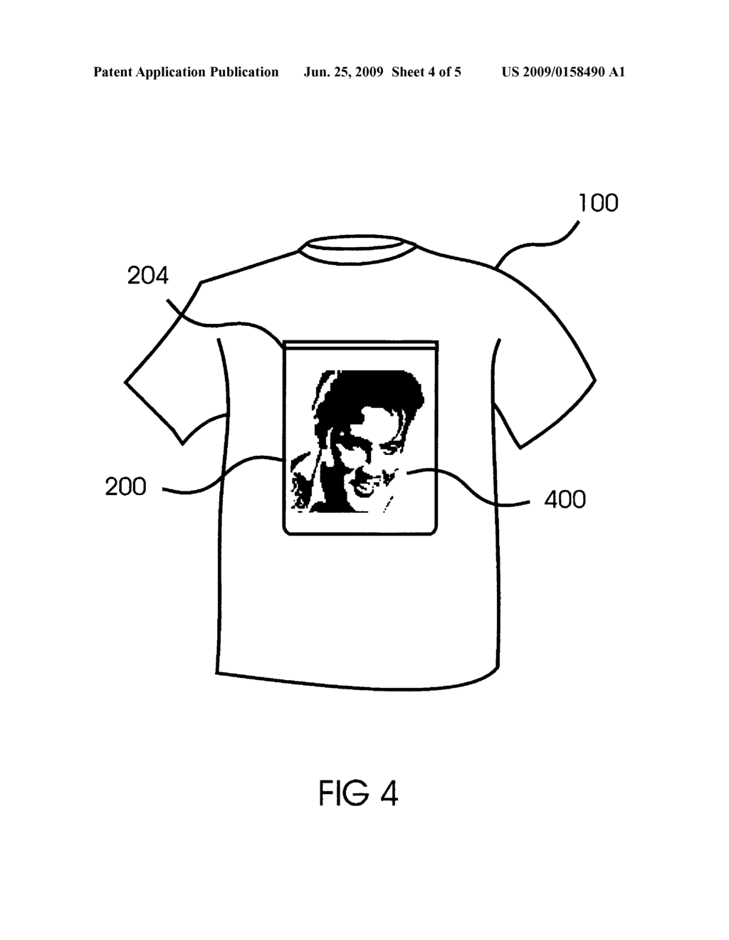 Apparatus with removable holder for displaying pictures and other materials on a garment - diagram, schematic, and image 05