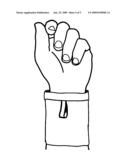 Cuff for storing object around wrist diagram and image