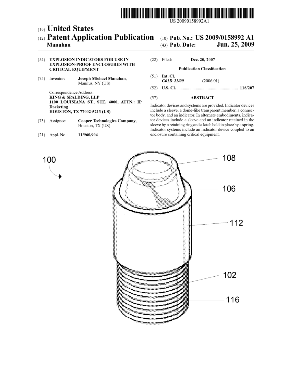 Explosion Indicators For Use In Explosion-Proof Enclosures With Critical Equipment - diagram, schematic, and image 01