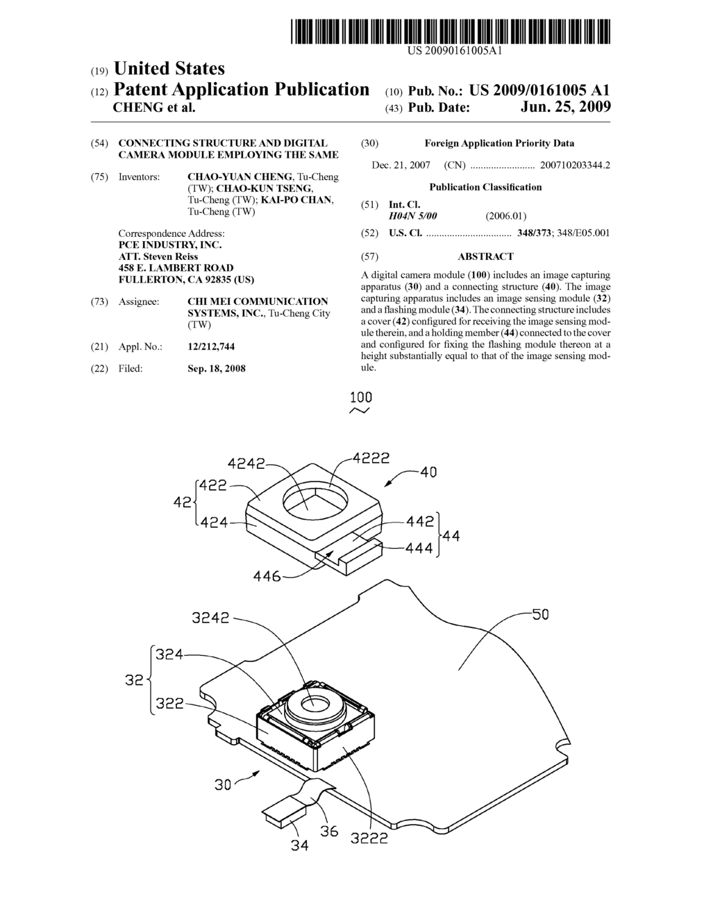 CONNECTING STRUCTURE AND DIGITAL CAMERA MODULE EMPLOYING THE SAME - diagram, schematic, and image 01