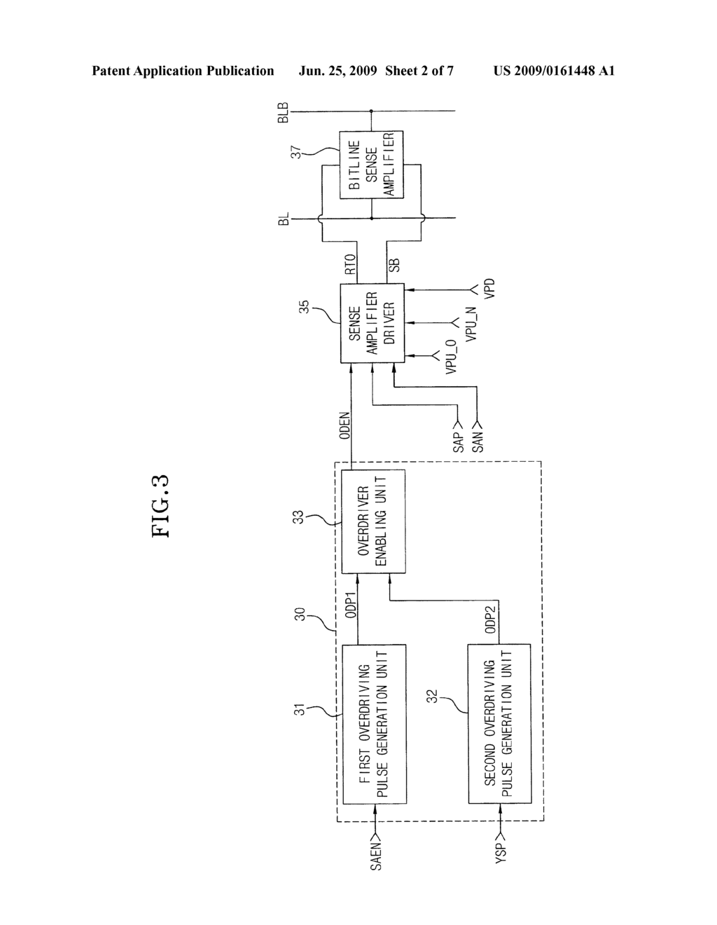SEMICONDUCTOR MEMORY DEVICE OVERDRIVING FOR PREDETERMINED PERIOD AND BITLINE SENSE AMPLIFYING METHOD OF THE SAME - diagram, schematic, and image 03