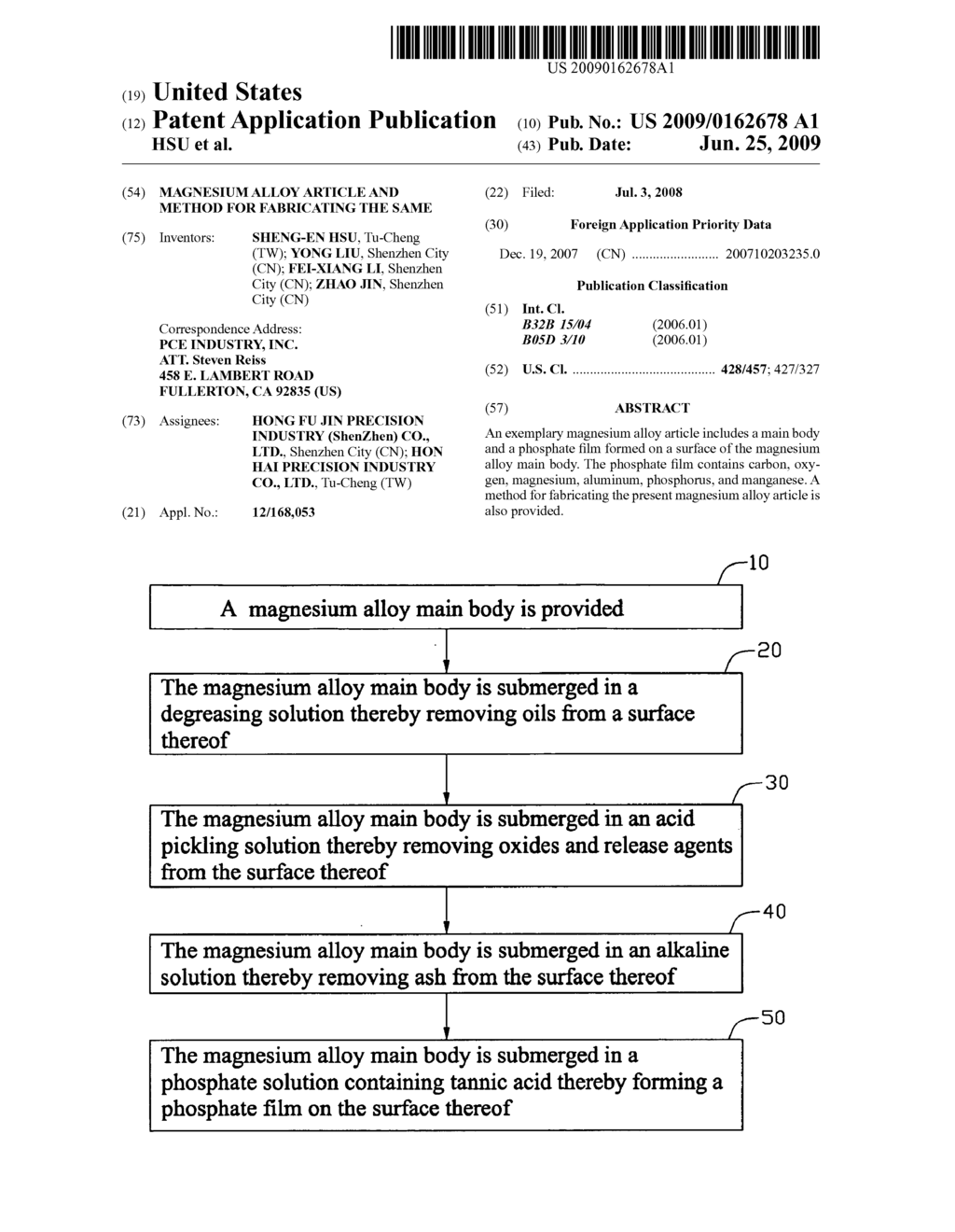 MAGNESIUM ALLOY ARTICLE AND METHOD FOR FABRICATING THE SAME - diagram, schematic, and image 01