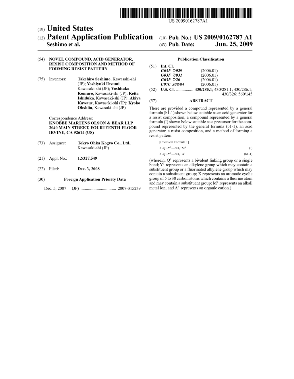 NOVEL COMPOUND, ACID GENERATOR, RESIST COMPOSITION AND METHOD OF FORMING RESIST PATTERN - diagram, schematic, and image 01