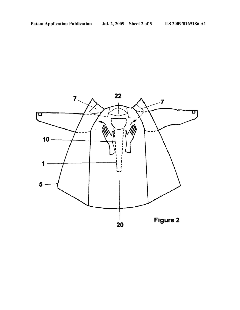 Disposable hospital gown with stethoscope protector/cover - diagram, schematic, and image 03