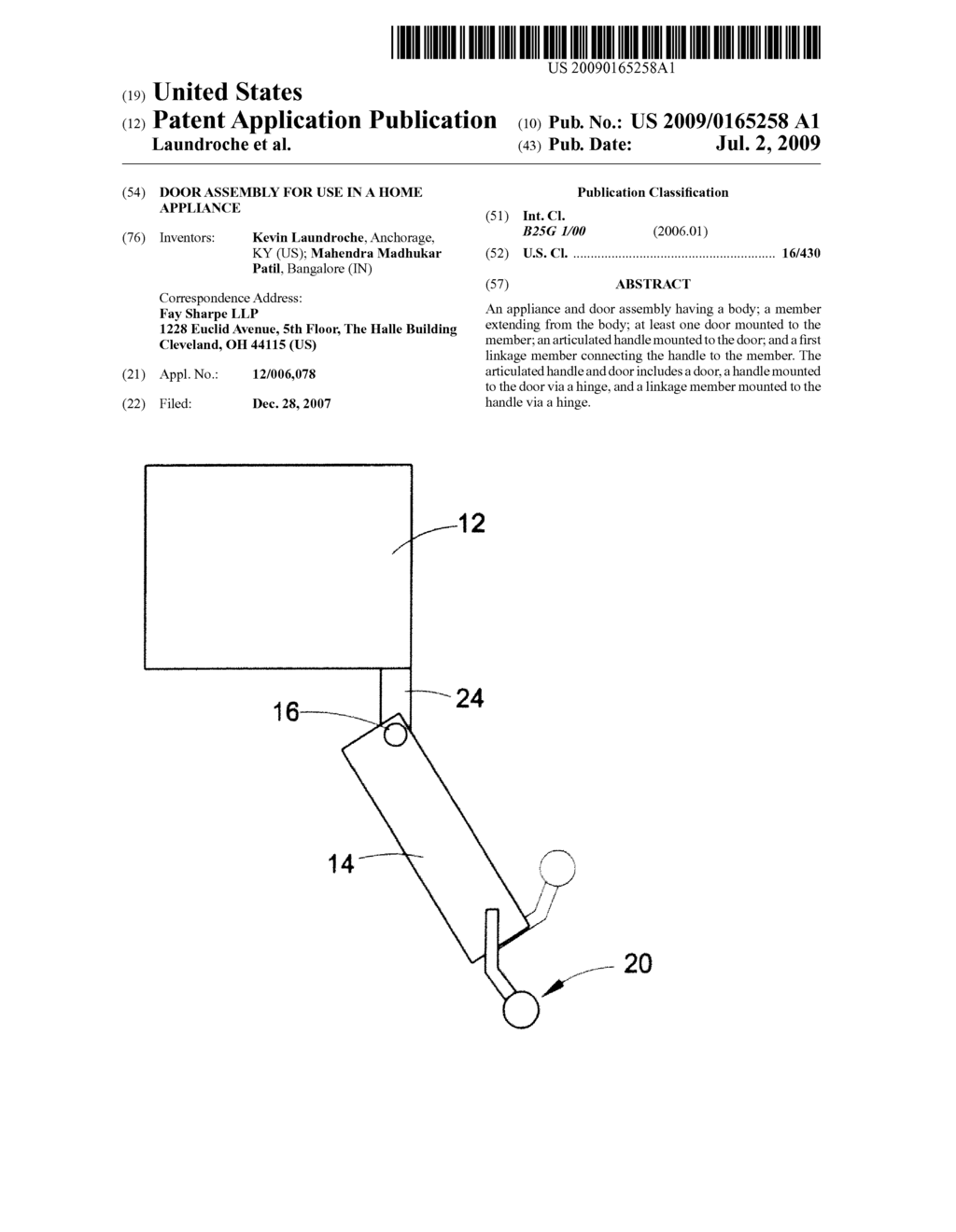 Door assembly for use in a home appliance - diagram, schematic, and image 01