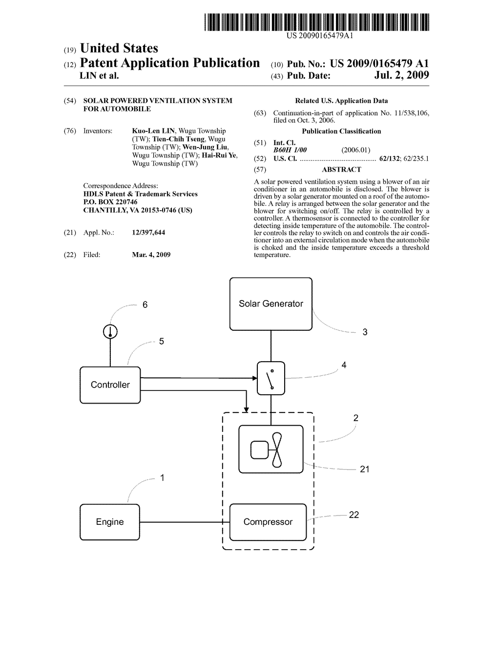 SOLAR POWERED VENTILATION SYSTEM FOR AUTOMOBILE - diagram, schematic, and image 01