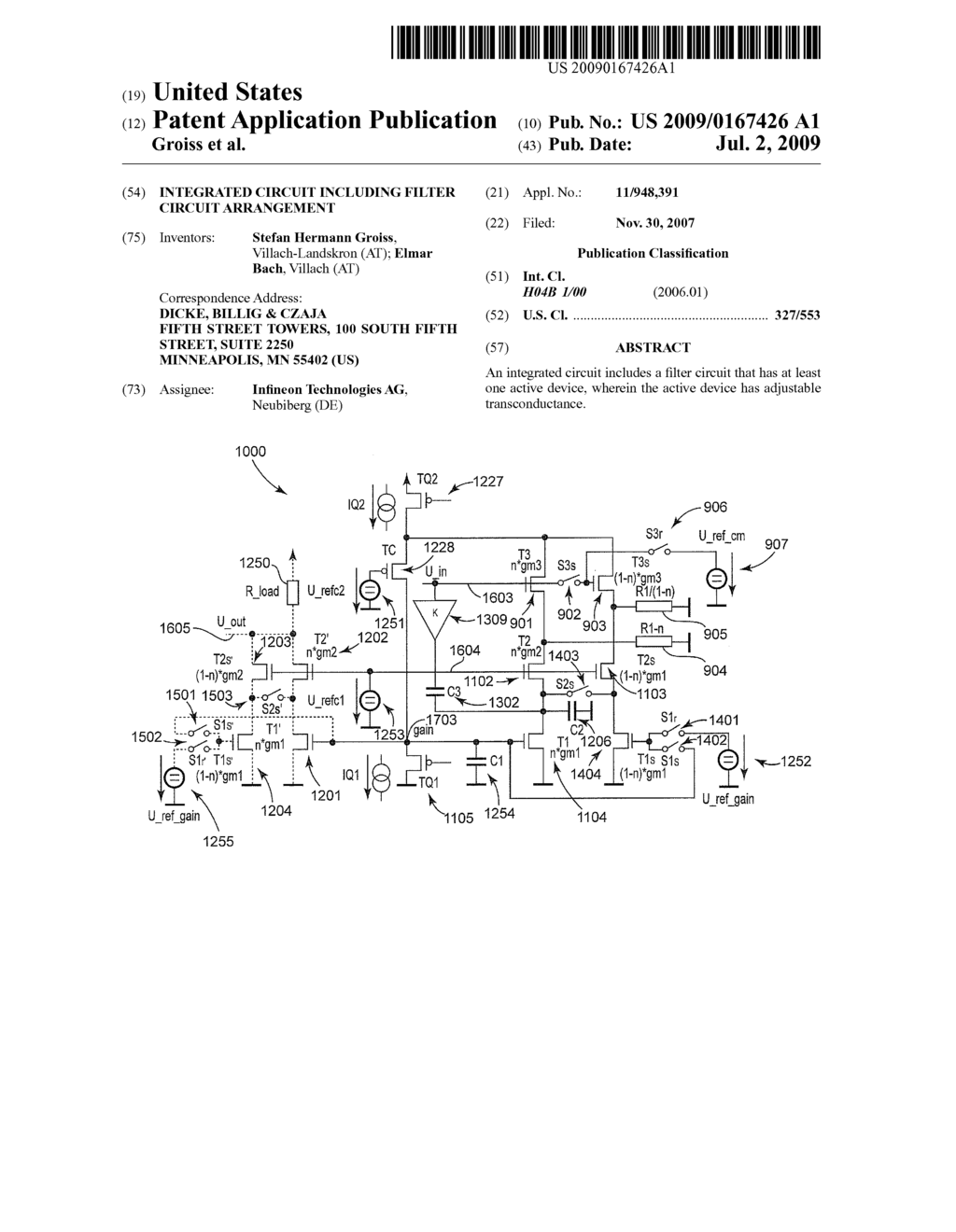 INTEGRATED CIRCUIT INCLUDING FILTER CIRCUIT ARRANGEMENT - diagram, schematic, and image 01