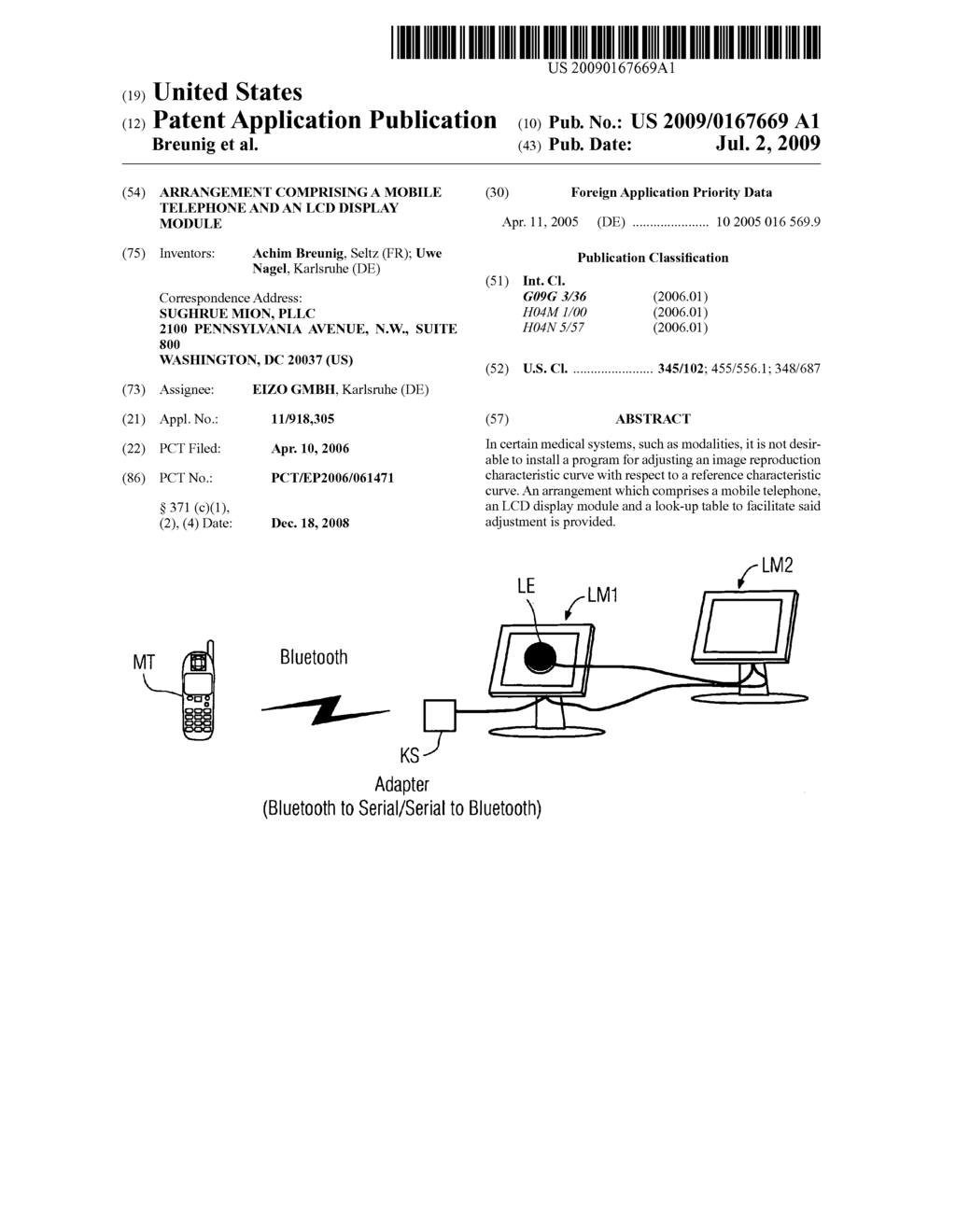 Arrangement Comprising a Mobile Telephone and an LCD Display Module - diagram, schematic, and image 01