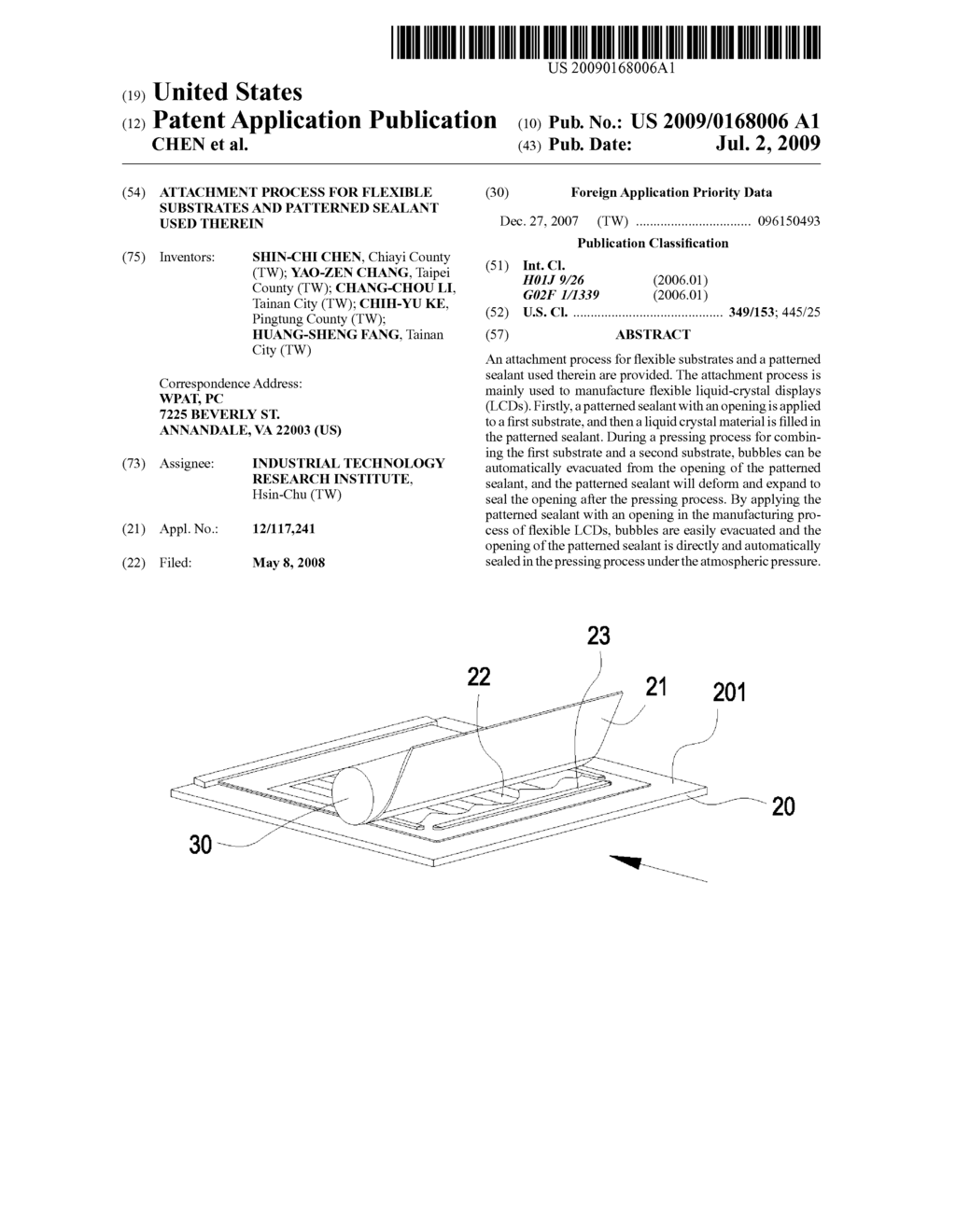 ATTACHMENT PROCESS FOR FLEXIBLE SUBSTRATES AND PATTERNED SEALANT USED THEREIN - diagram, schematic, and image 01