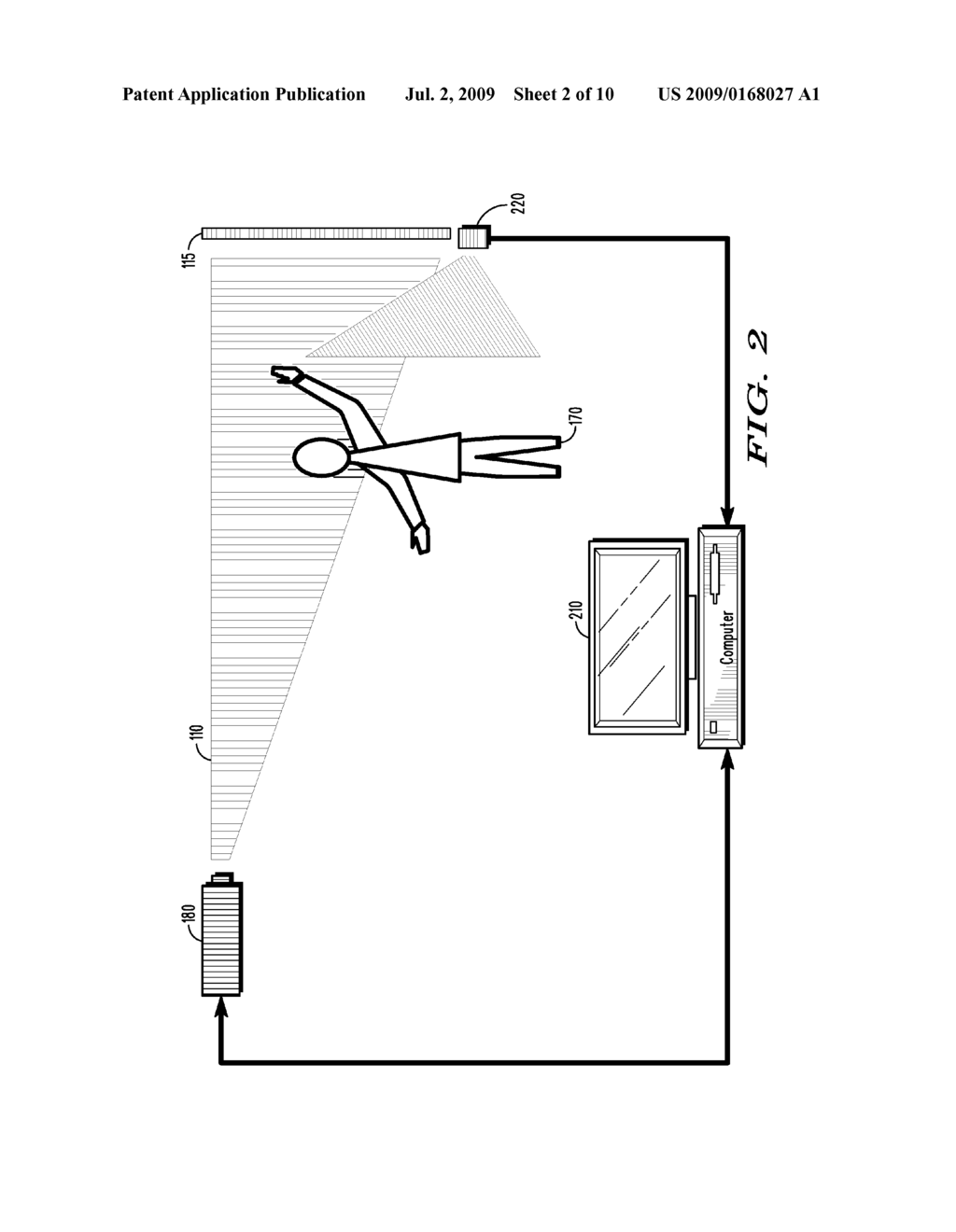 PROJECTOR SYSTEM EMPLOYING DEPTH PERCEPTION TO DETECT SPEAKER POSITION AND GESTURES - diagram, schematic, and image 03