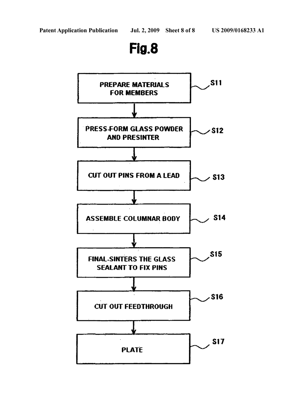 Manufacturing method of hermetic connection terminal used in a disk drive device having hermetically sealed enclosure and disk drive device - diagram, schematic, and image 09