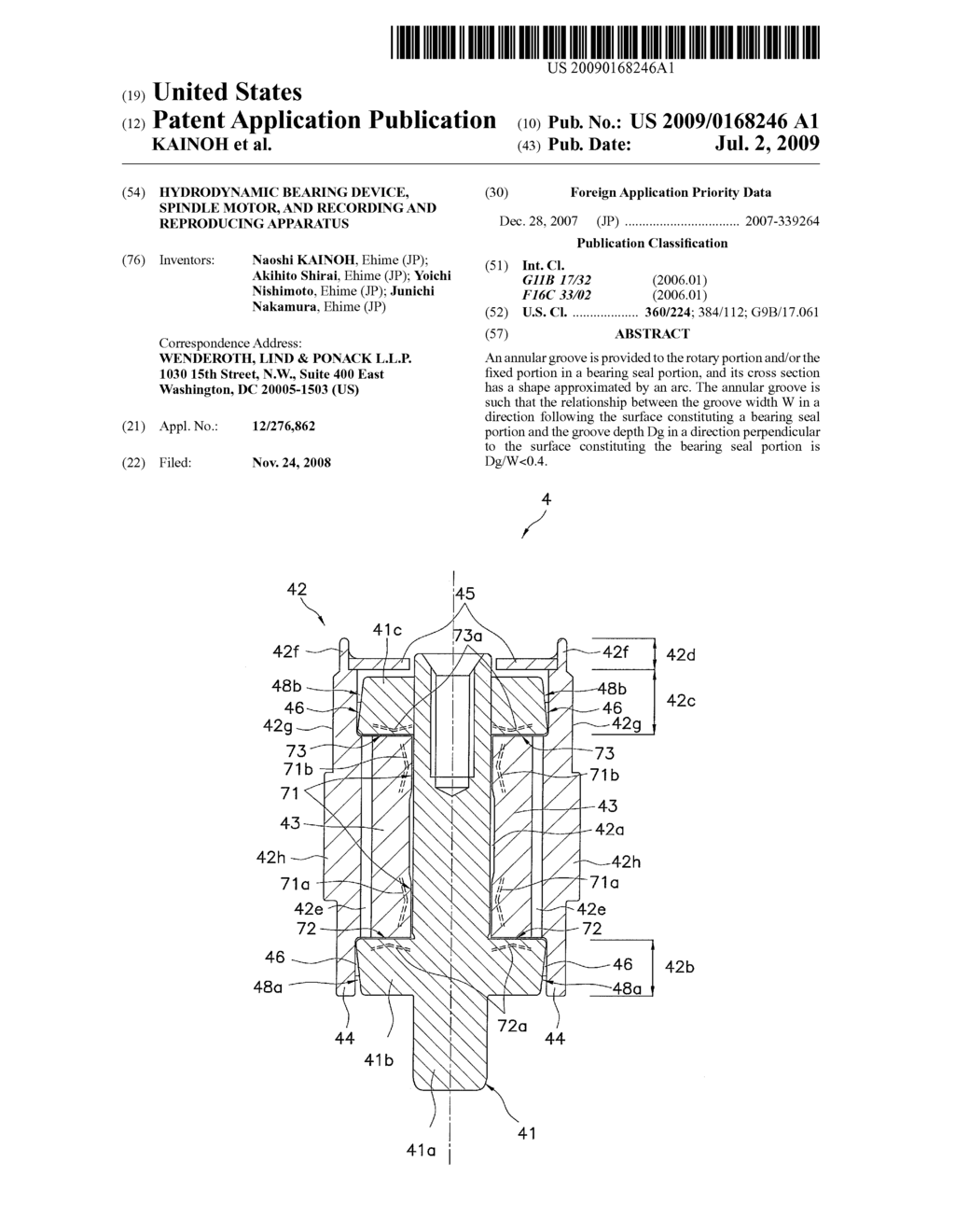 HYDRODYNAMIC BEARING DEVICE, SPINDLE MOTOR, AND RECORDING AND REPRODUCING APPARATUS - diagram, schematic, and image 01