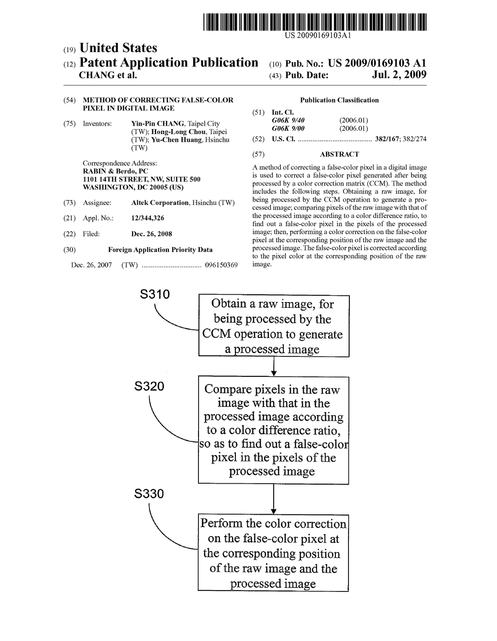 METHOD OF CORRECTING FALSE-COLOR PIXEL IN DIGITAL IMAGE - diagram, schematic, and image 01