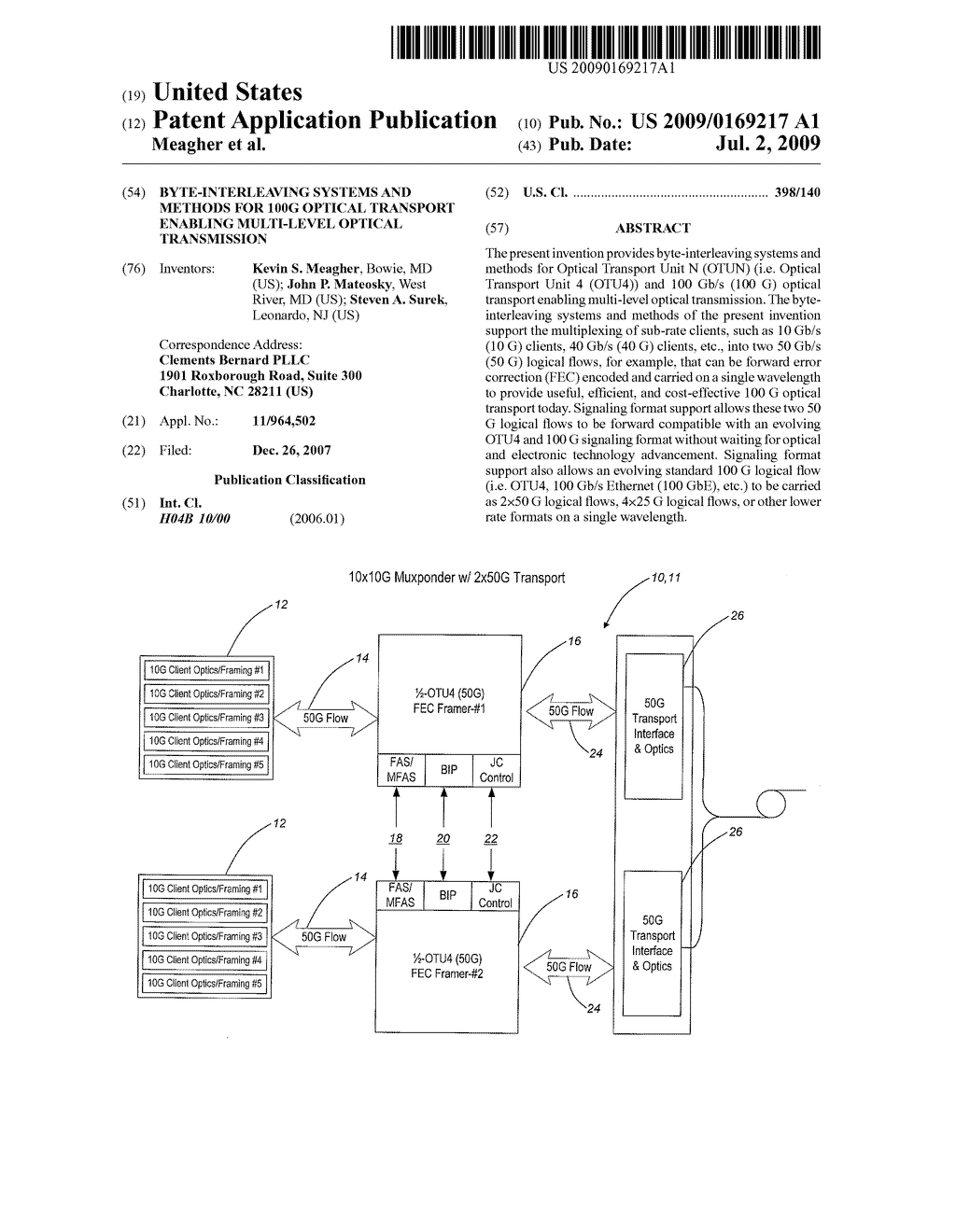 BYTE-INTERLEAVING SYSTEMS AND METHODS FOR 100G OPTICAL TRANSPORT ENABLING MULTI-LEVEL OPTICAL TRANSMISSION - diagram, schematic, and image 01