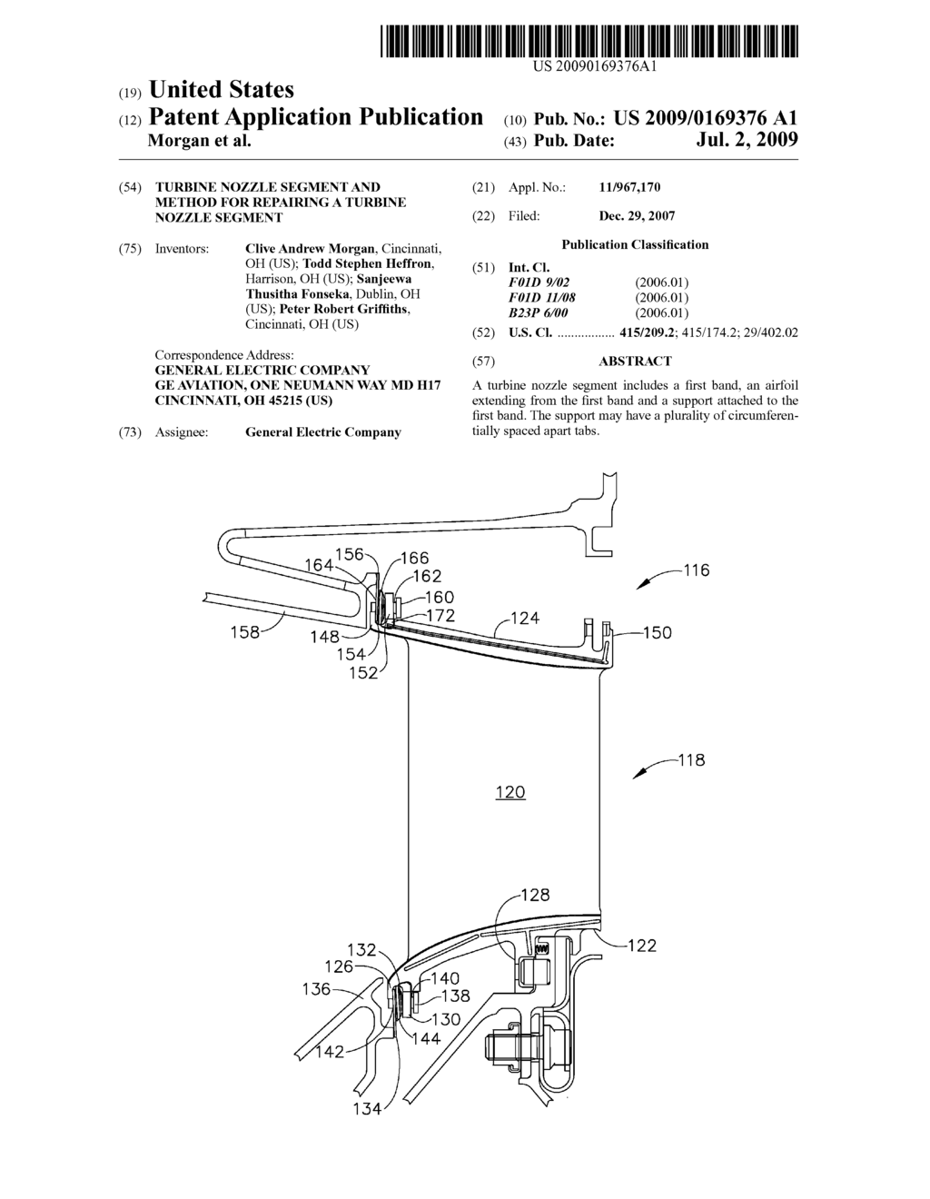 Turbine Nozzle Segment and Method for Repairing a Turbine Nozzle Segment - diagram, schematic, and image 01