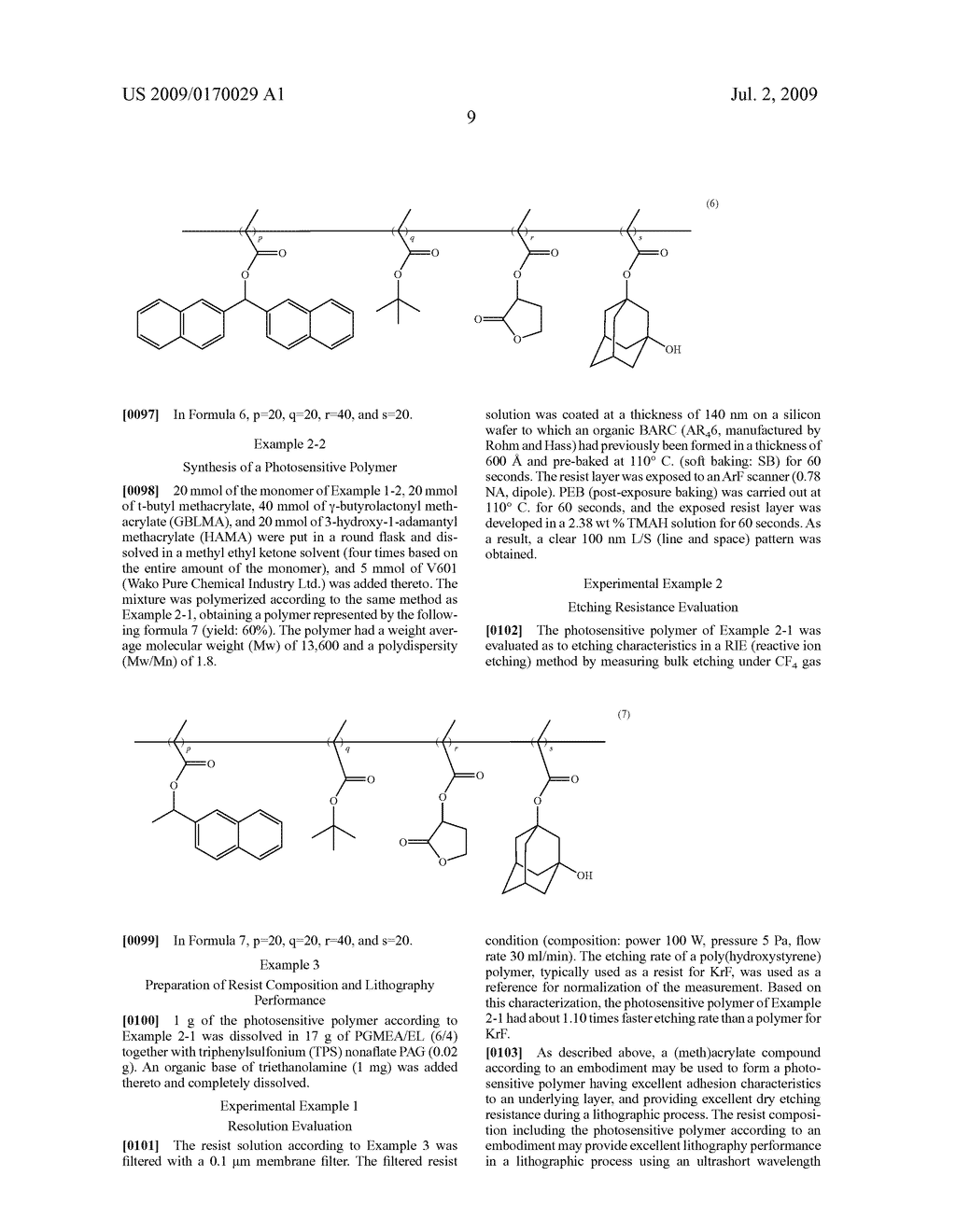 (Meth)acrylate compound having aromatic acid labile group, photosensitive polymer, resist composition, and associated methods - diagram, schematic, and image 16