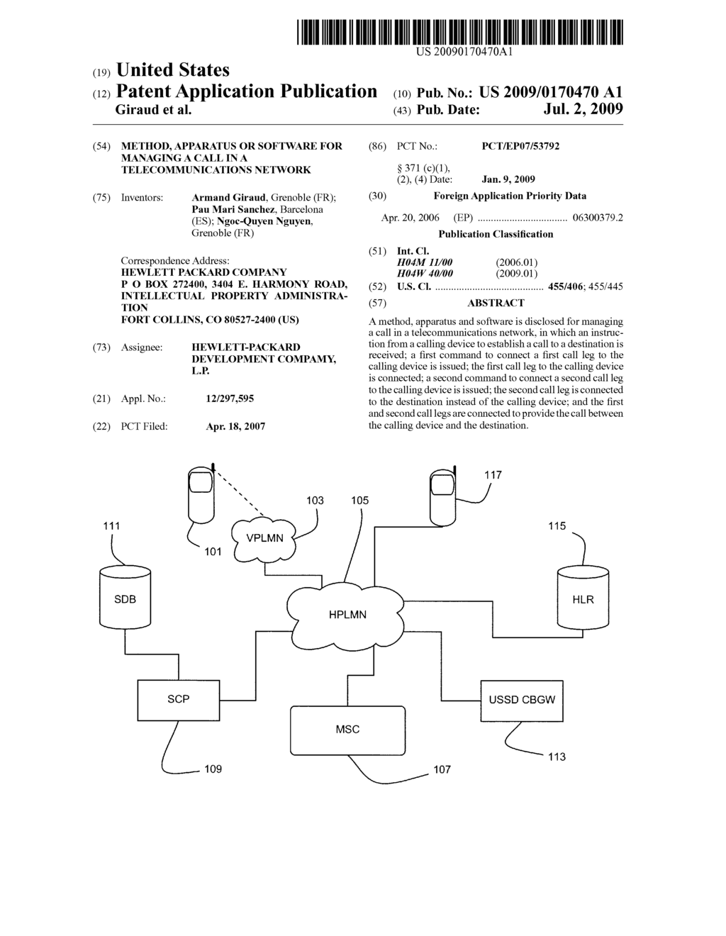  METHOD, APPARATUS OR SOFTWARE FOR MANAGING A CALL IN A TELECOMMUNICATIONS NETWORK - diagram, schematic, and image 01