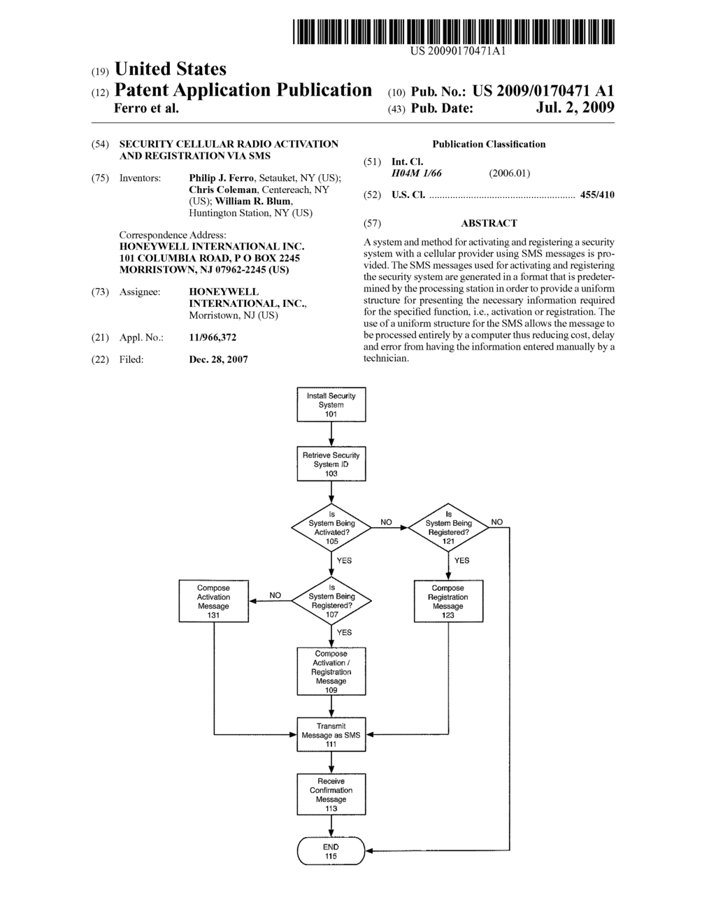 SECURITY CELLULAR RADIO ACTIVATION AND REGISTRATION VIA SMS - diagram, schematic, and image 01