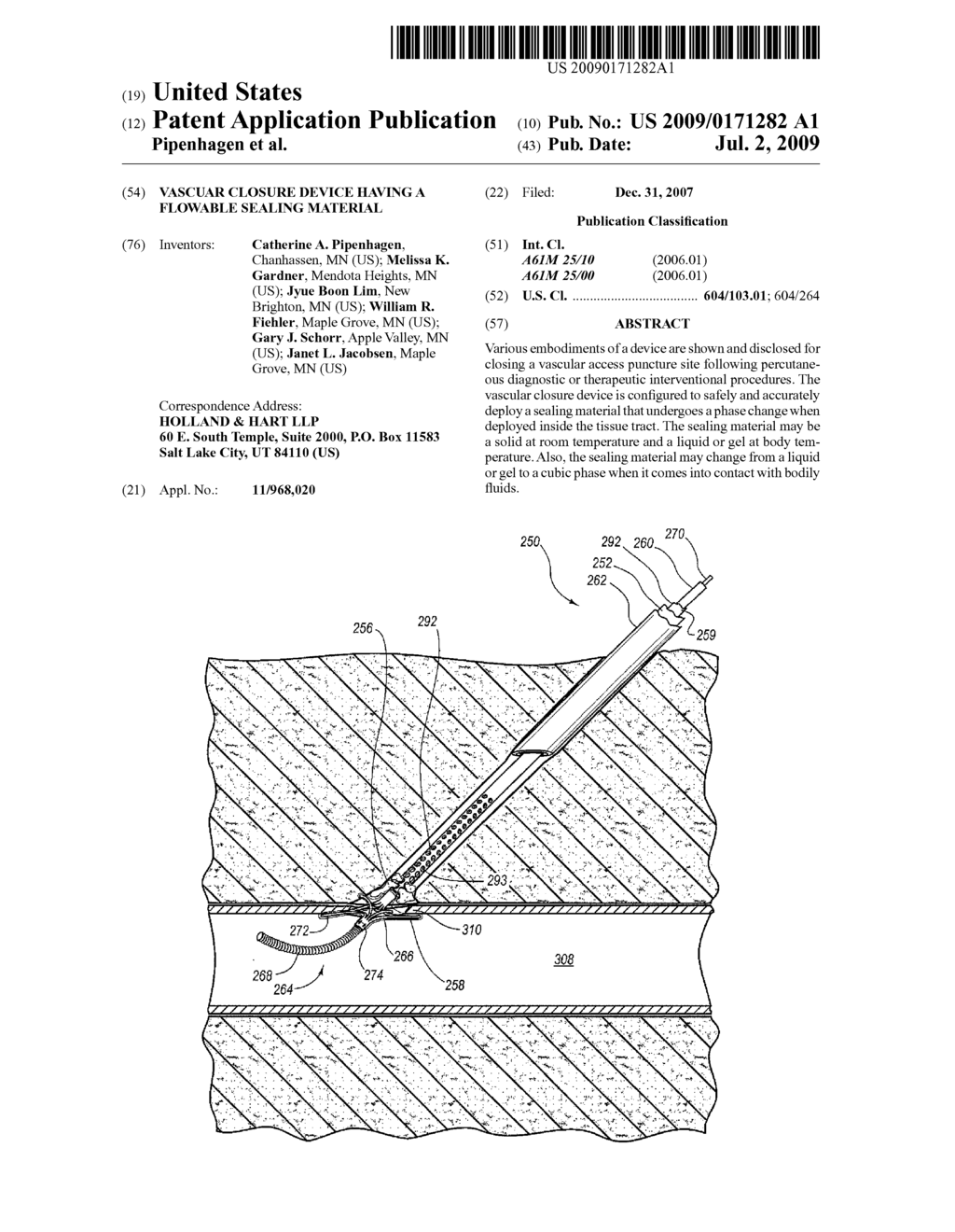 VASCUAR CLOSURE DEVICE HAVING A FLOWABLE SEALING MATERIAL - diagram, schematic, and image 01