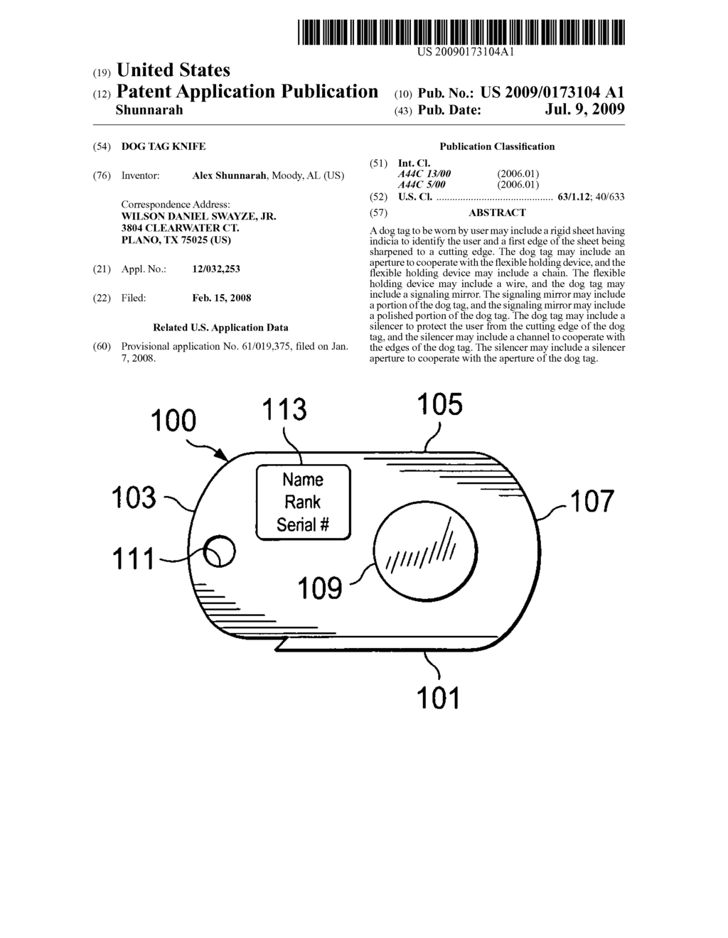 Dog Tag Knife - diagram, schematic, and image 01