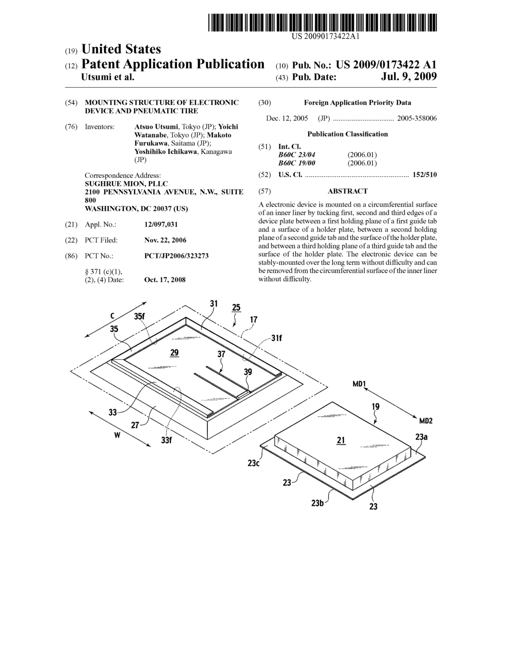 MOUNTING STRUCTURE OF ELECTRONIC DEVICE AND PNEUMATIC TIRE - diagram, schematic, and image 01