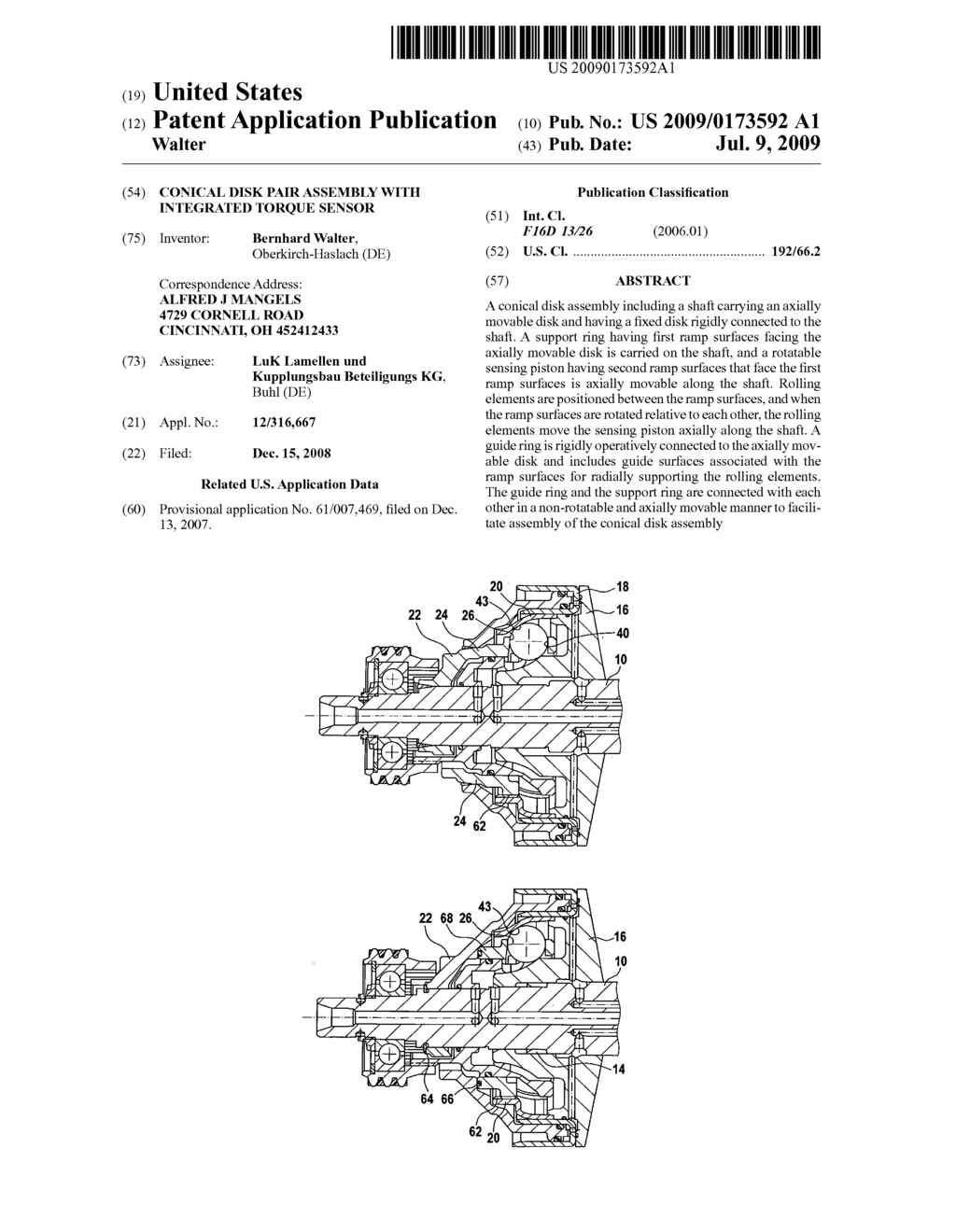 Conical disk pair assembly with integrated torque sensor - diagram, schematic, and image 01