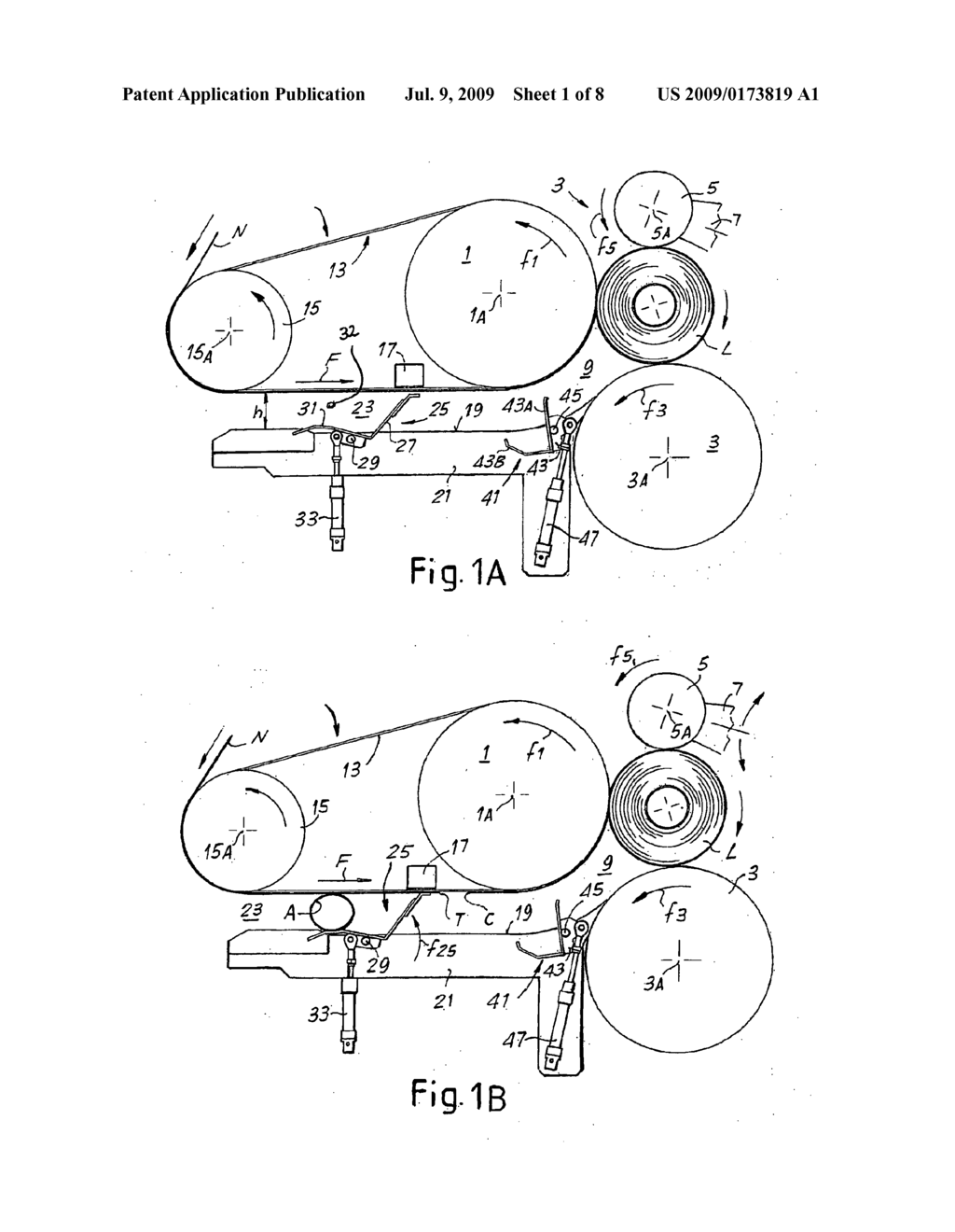 Method and Device for Producing Logs of Web Material With a Mechanism for Interrupting the Web Material Activated by Passage of the Winding Cores - diagram, schematic, and image 02