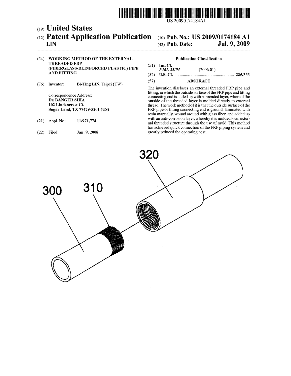 WORKING METHOD OF THE EXTERNAL THREADED FRP (FIBERGLASS-REINFORCED PLASTIC) PIPE AND FITTING - diagram, schematic, and image 01