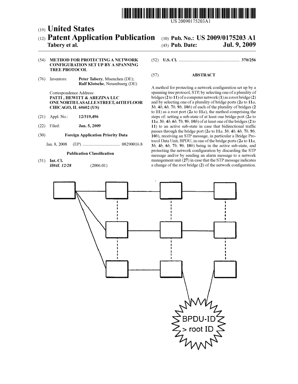 Method for protecting a network configuration set up by a spanning tree protocol - diagram, schematic, and image 01