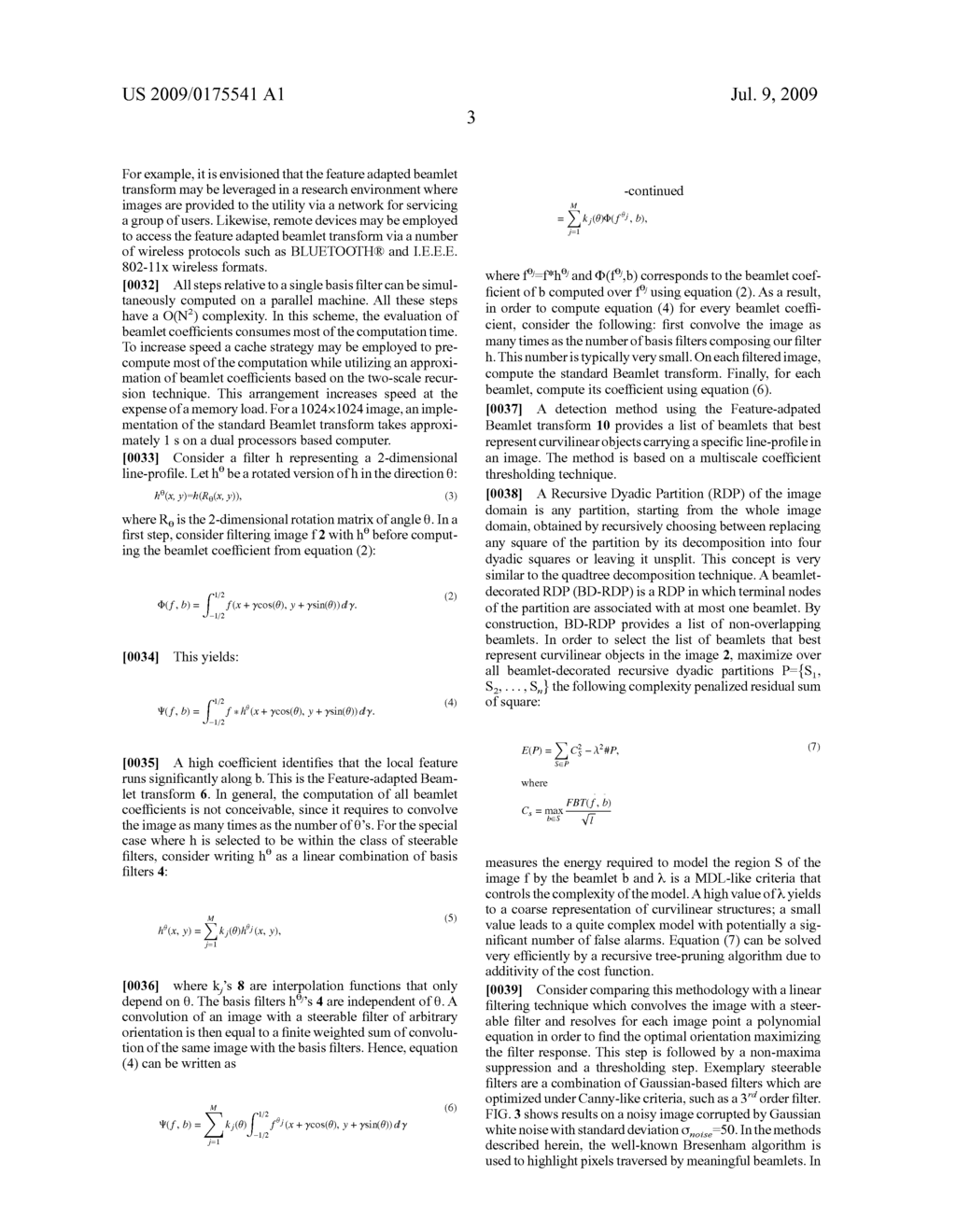 Feature adapted beamlet transform apparatus and associated methodology of detecting curvilinear objects of an image - diagram, schematic, and image 12