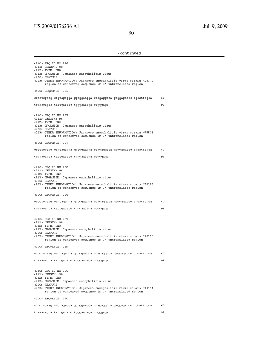 Compositions and Methods for Detecting Certain Flaviviruses, Including Members of the Japanese Encephalitis Virus Serogroup - diagram, schematic, and image 109