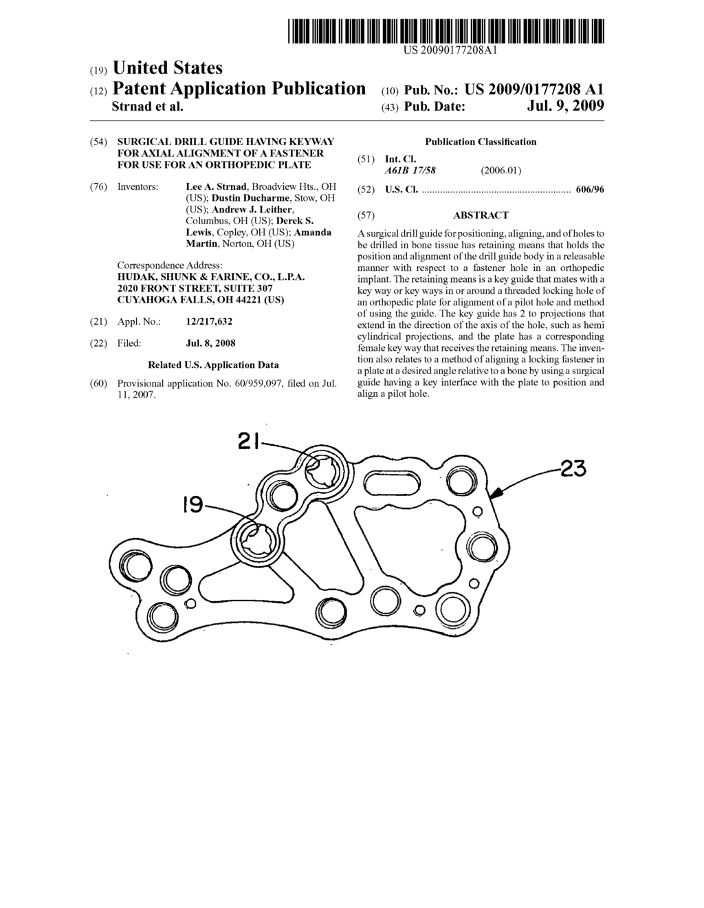 Surgical drill guide having keyway for axial alignment of a fastener for use for an orthopedic plate - diagram, schematic, and image 01