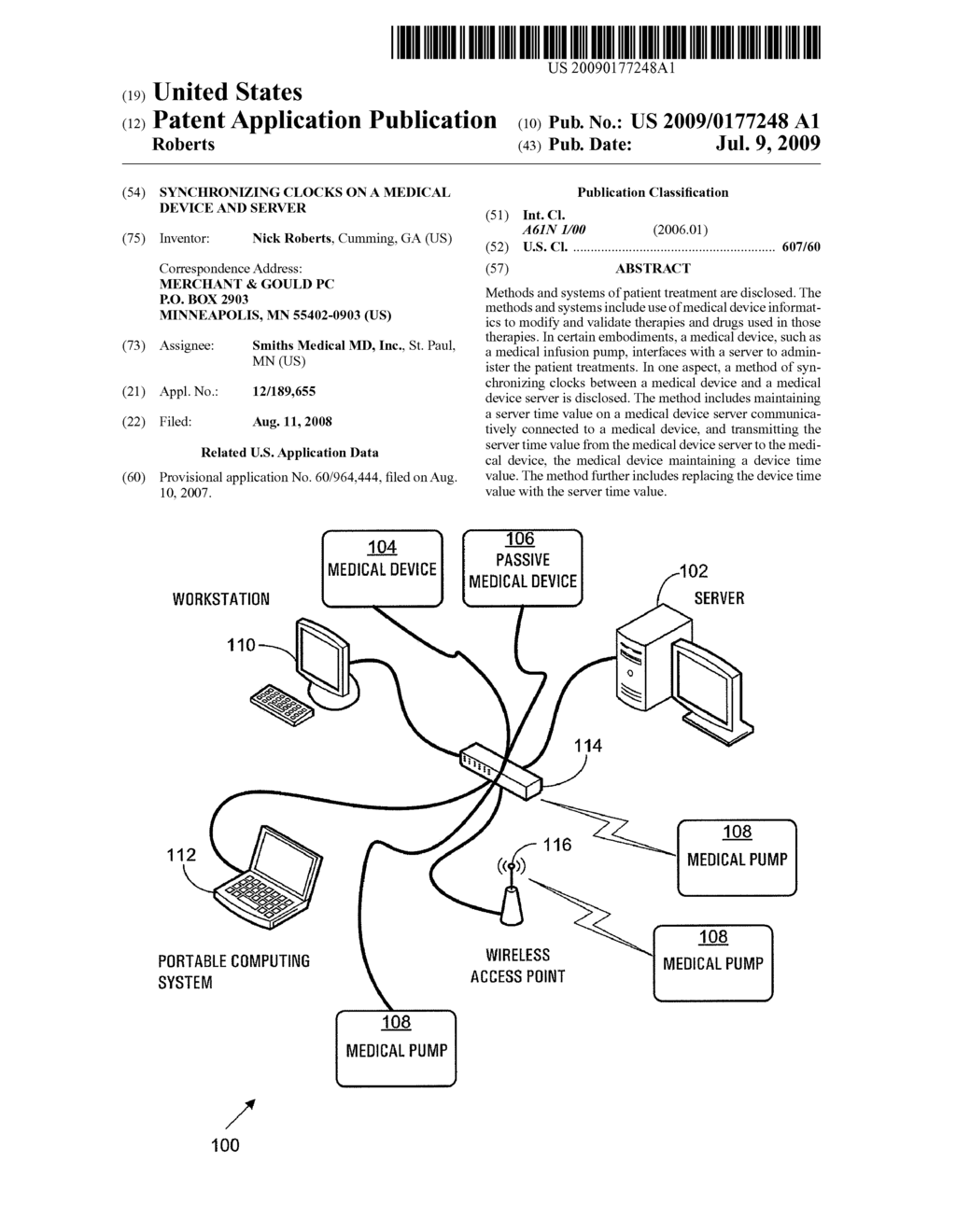 Synchronizing Clocks on a Medical Device and Server - diagram, schematic, and image 01