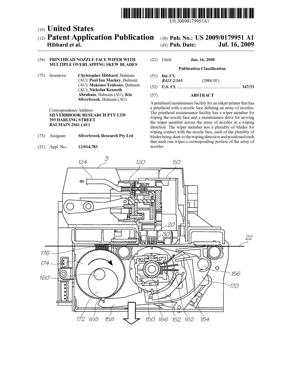 PRINTHEAD NOZZLE FACE WIPER WITH MULTIPLE OVERLAPPING SKEW BLADES - diagram, schematic, and image 01