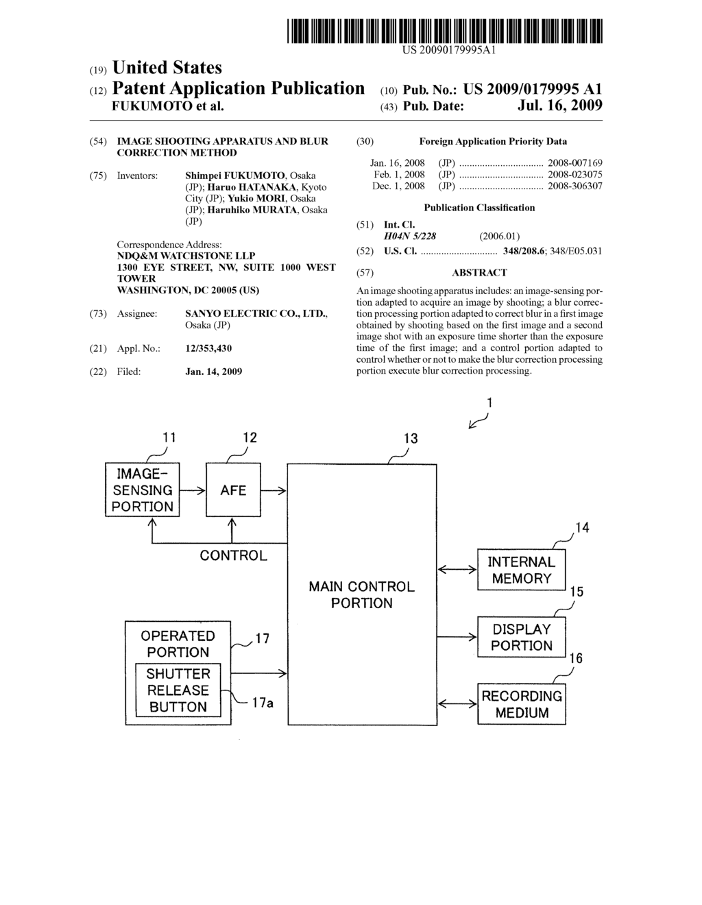 Image Shooting Apparatus and Blur Correction Method - diagram, schematic, and image 01