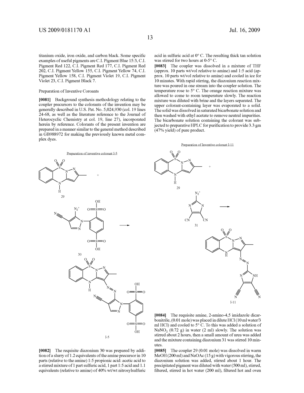 MONOAZO COLORANTS FROM PYRAZOLOBENZODIAZINEDIOXIDES - diagram, schematic, and image 14