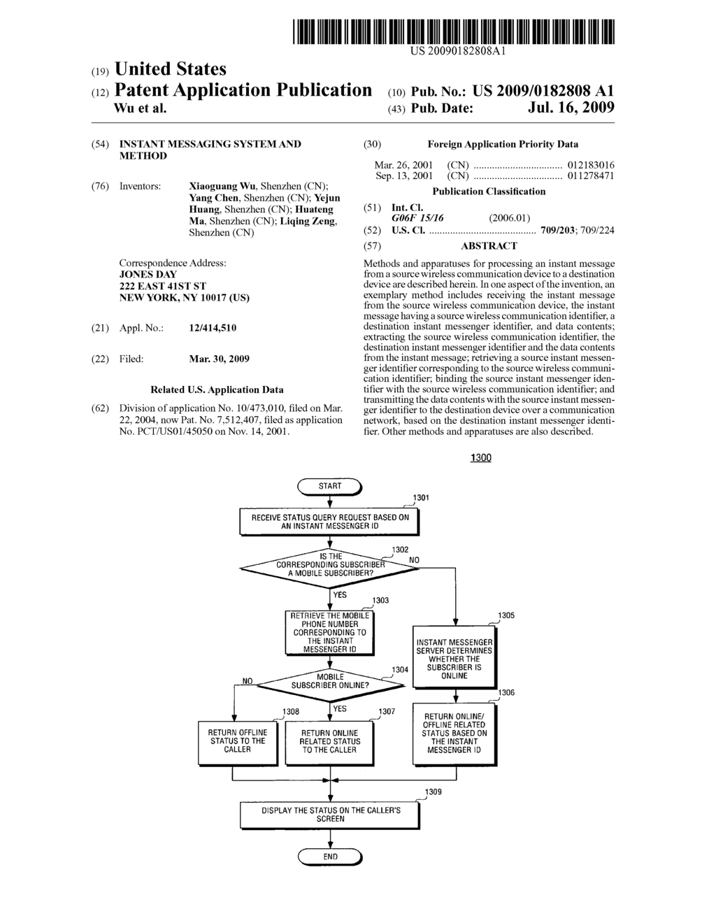 INSTANT MESSAGING SYSTEM AND METHOD - diagram, schematic, and image 01