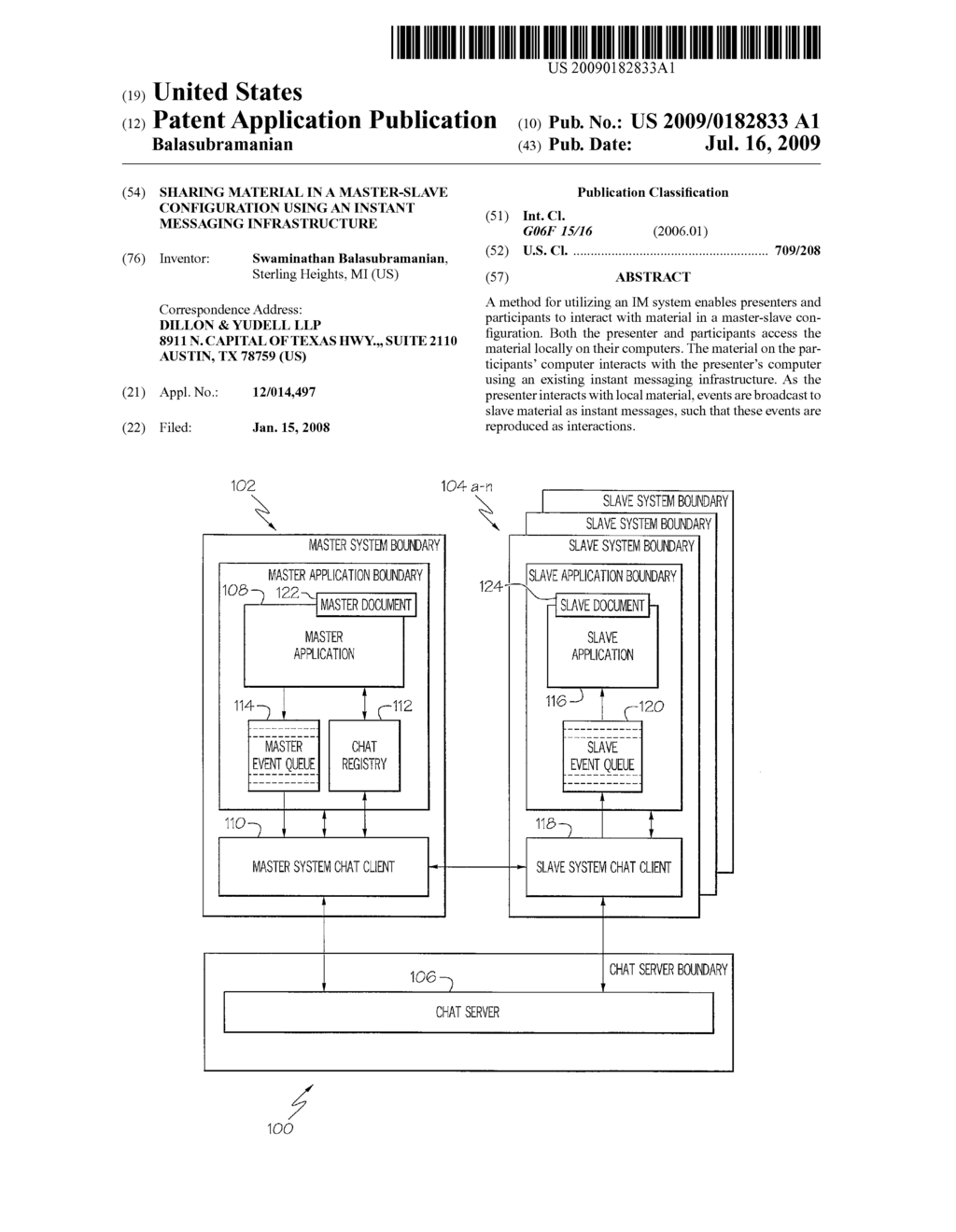 Sharing Material in a Master-Slave Configuration Using an Instant Messaging Infrastructure - diagram, schematic, and image 01