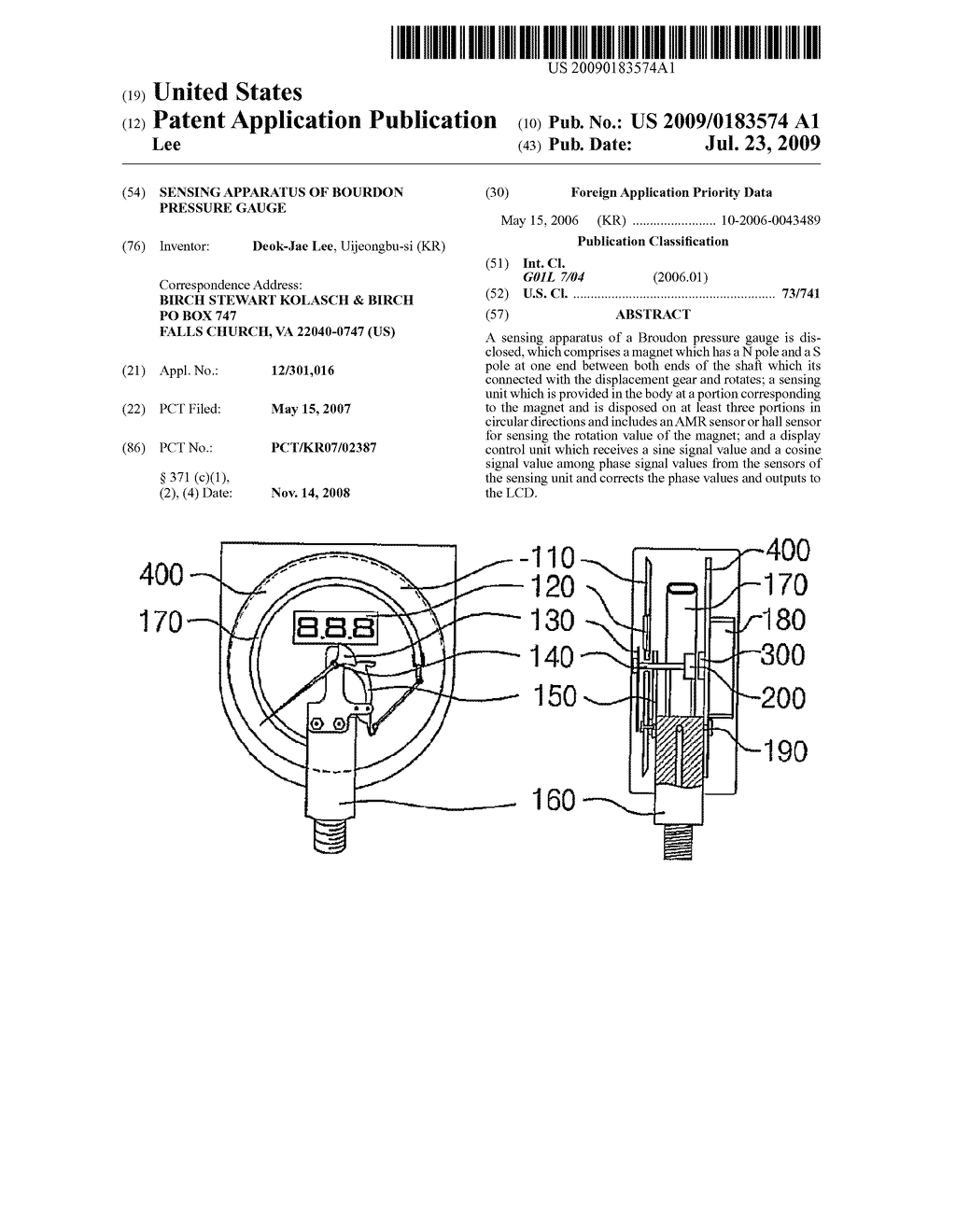 SENSING APPARATUS OF BOURDON PRESSURE GAUGE - diagram, schematic, and image 01