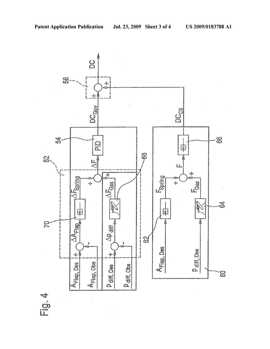 Regulator unit and method for regulating a flap opening of a flap situated in a mass flow line - diagram, schematic, and image 04