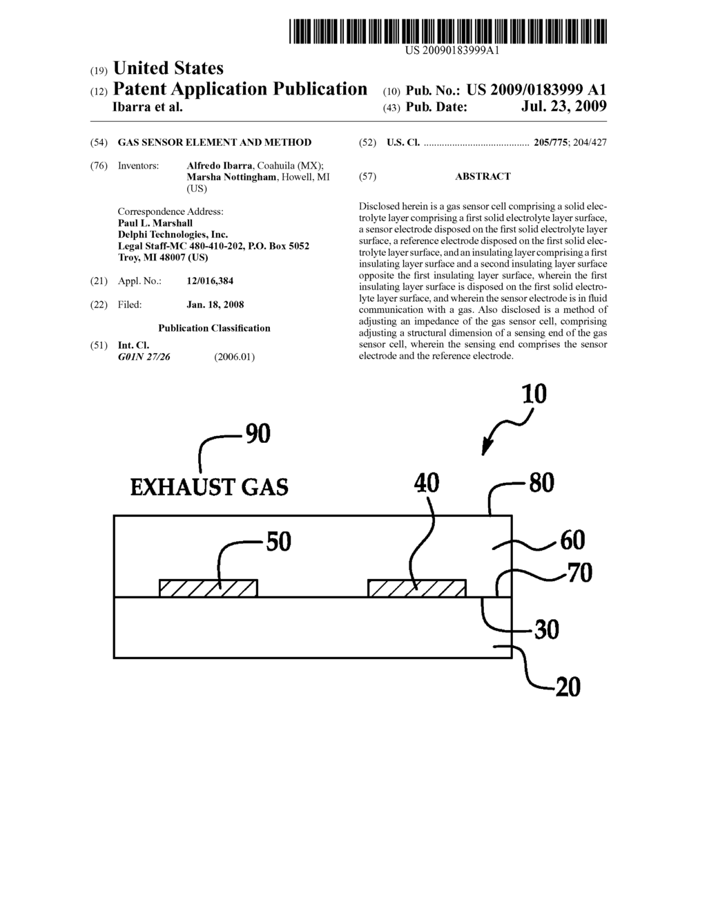 GAS SENSOR ELEMENT AND METHOD - diagram, schematic, and image 01