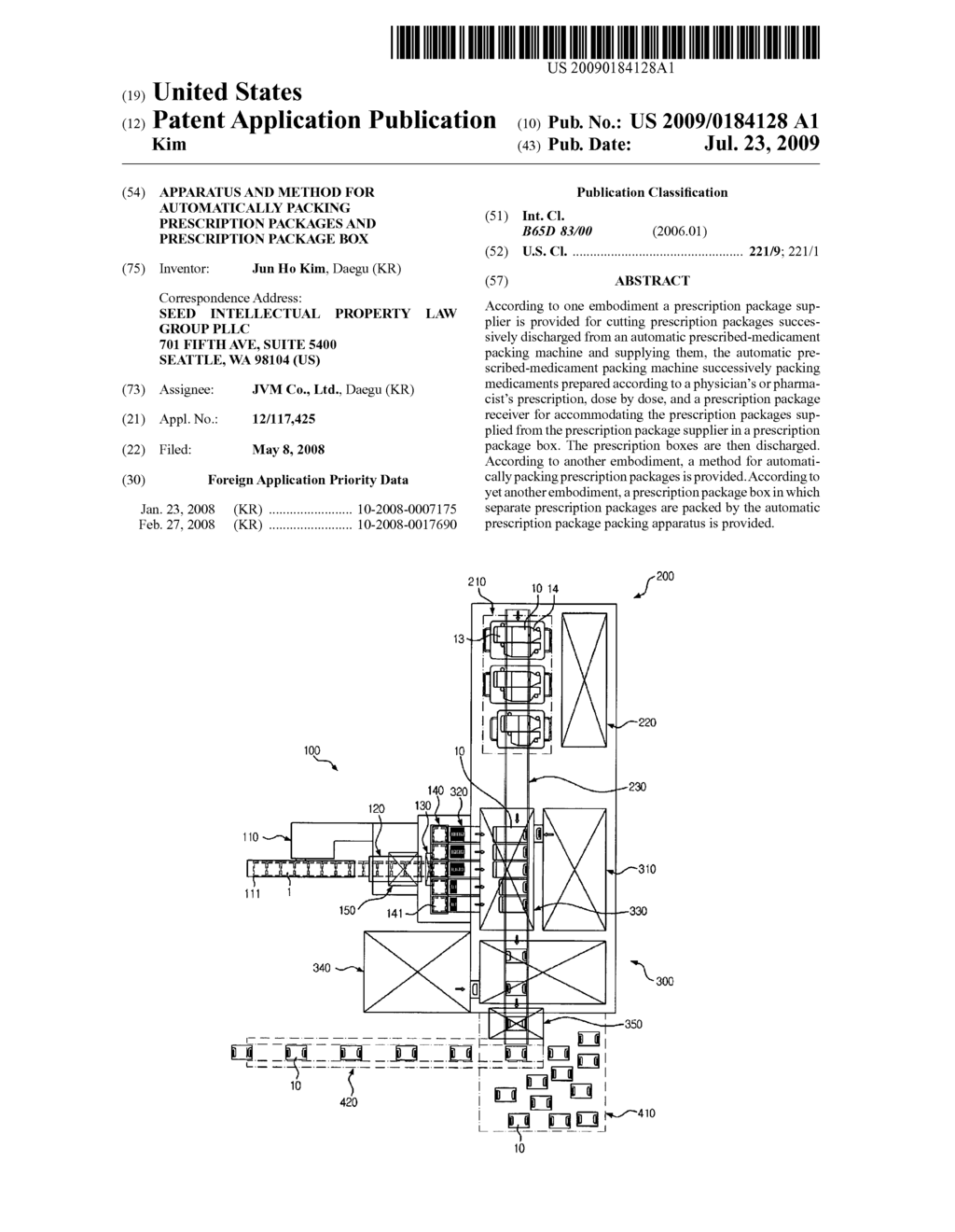 APPARATUS AND METHOD FOR AUTOMATICALLY PACKING PRESCRIPTION PACKAGES AND PRESCRIPTION PACKAGE BOX - diagram, schematic, and image 01