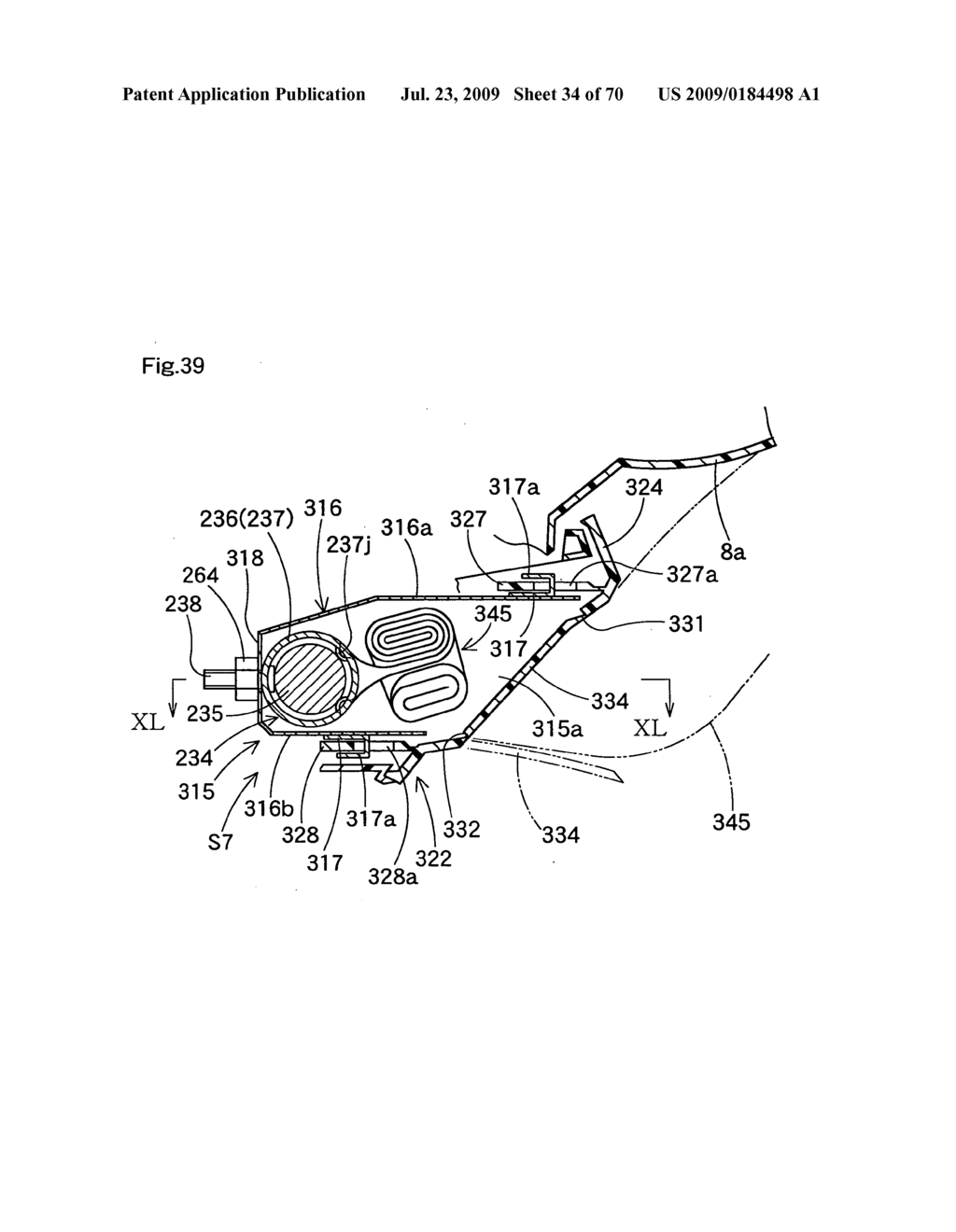 Knee protecting airbag device - diagram, schematic, and image 35