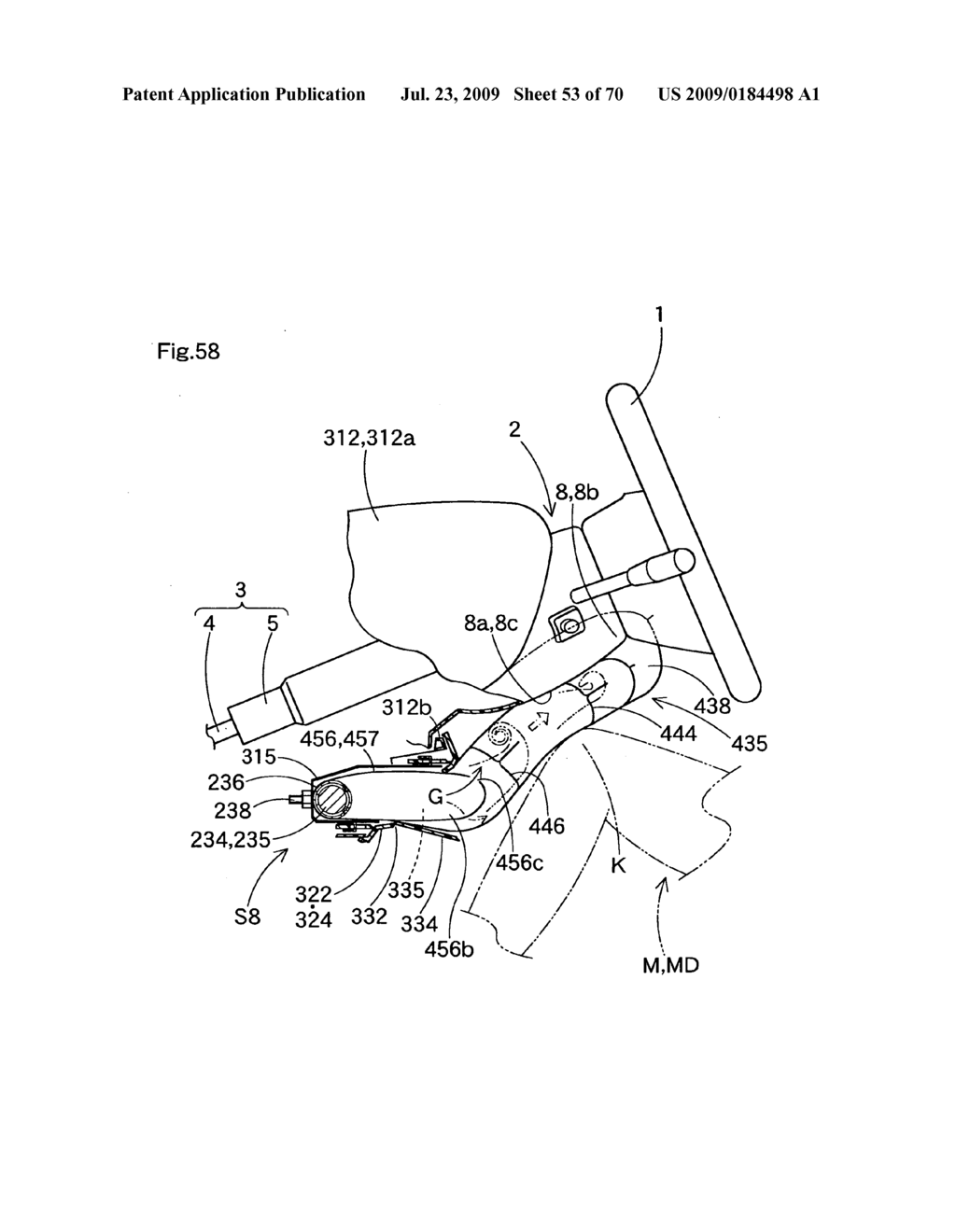 Knee protecting airbag device - diagram, schematic, and image 54